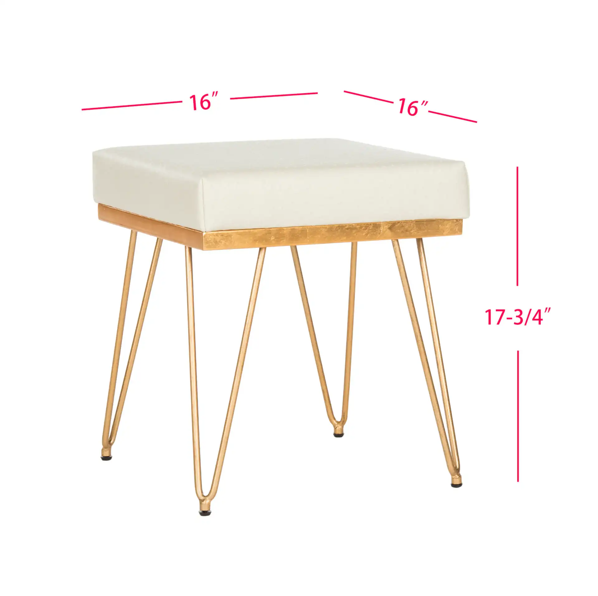 Jenine Square Bench in Cream / Gold, detail view