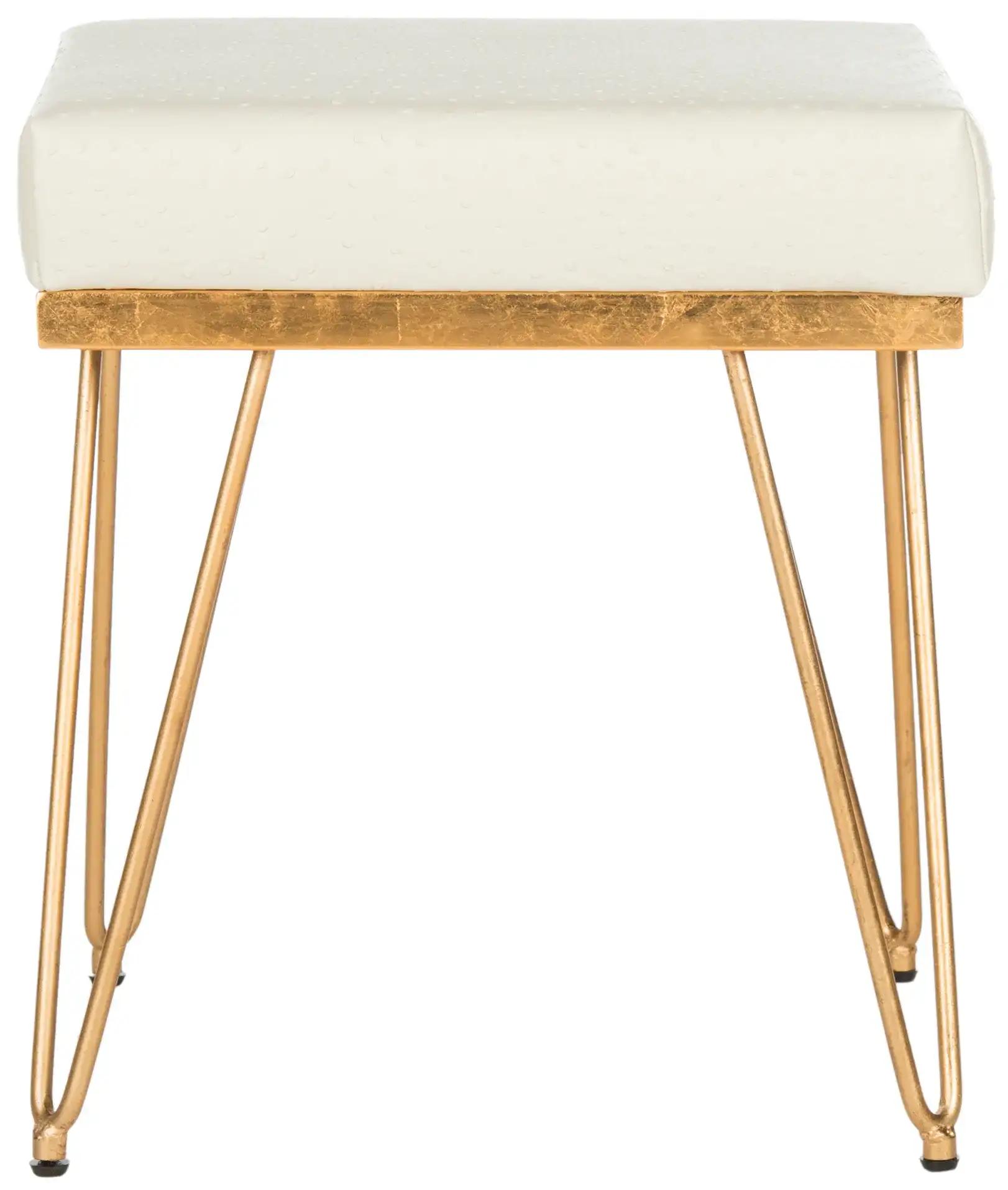 Jenine Square Bench in Cream / Gold, detail view