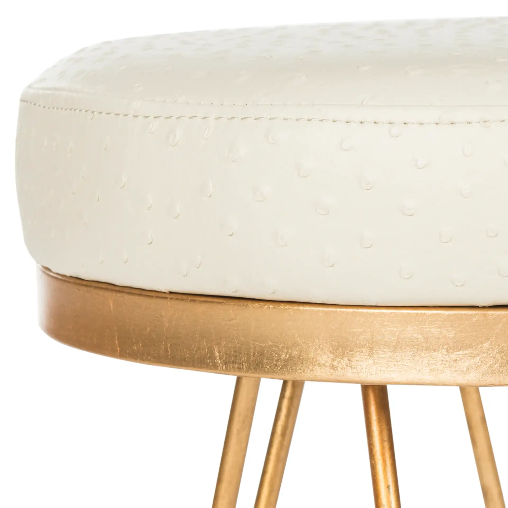 Jenine Round Bench in Cream / Gold in a styled room