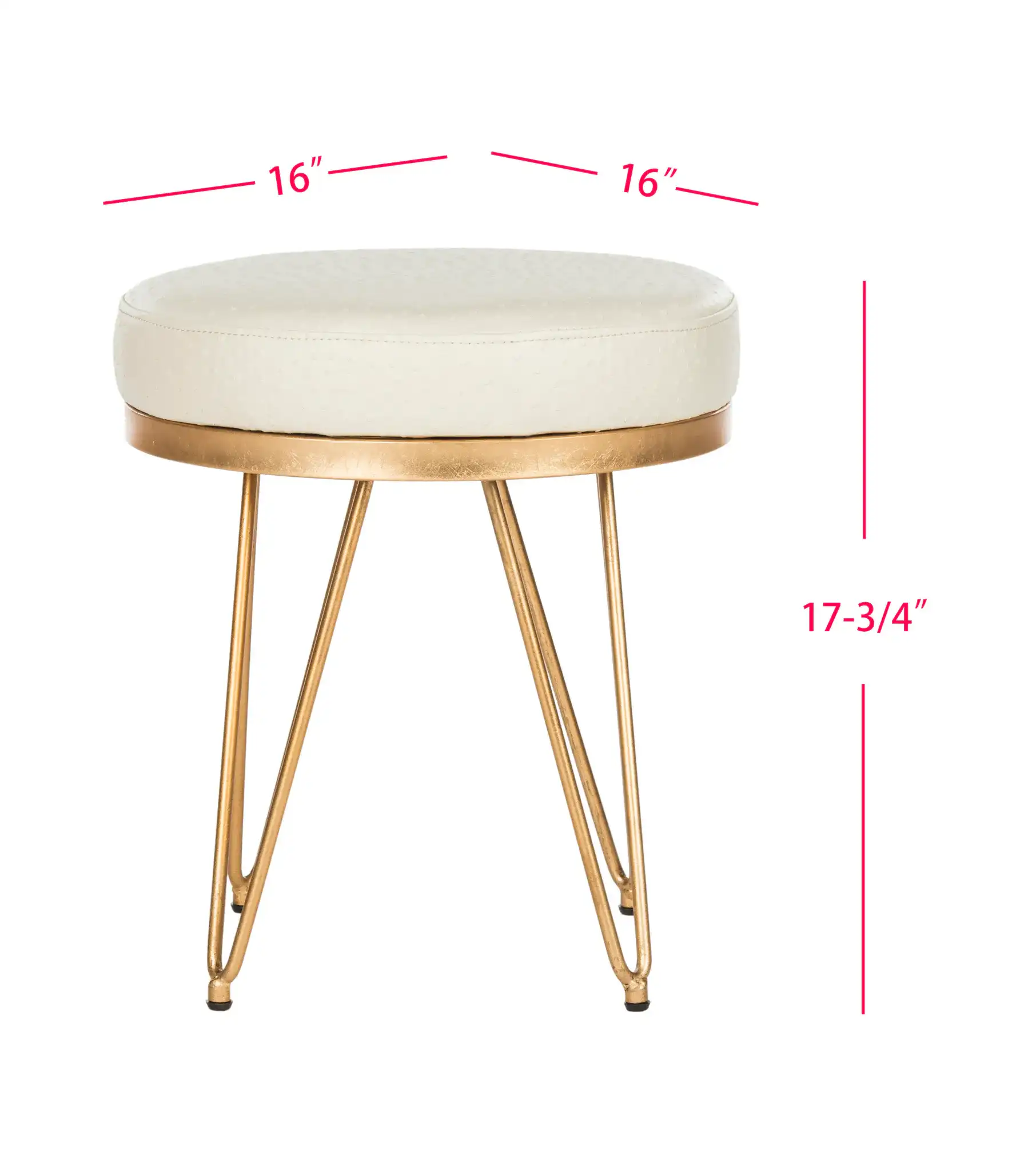 Jenine Round Bench in Cream / Gold, detail view