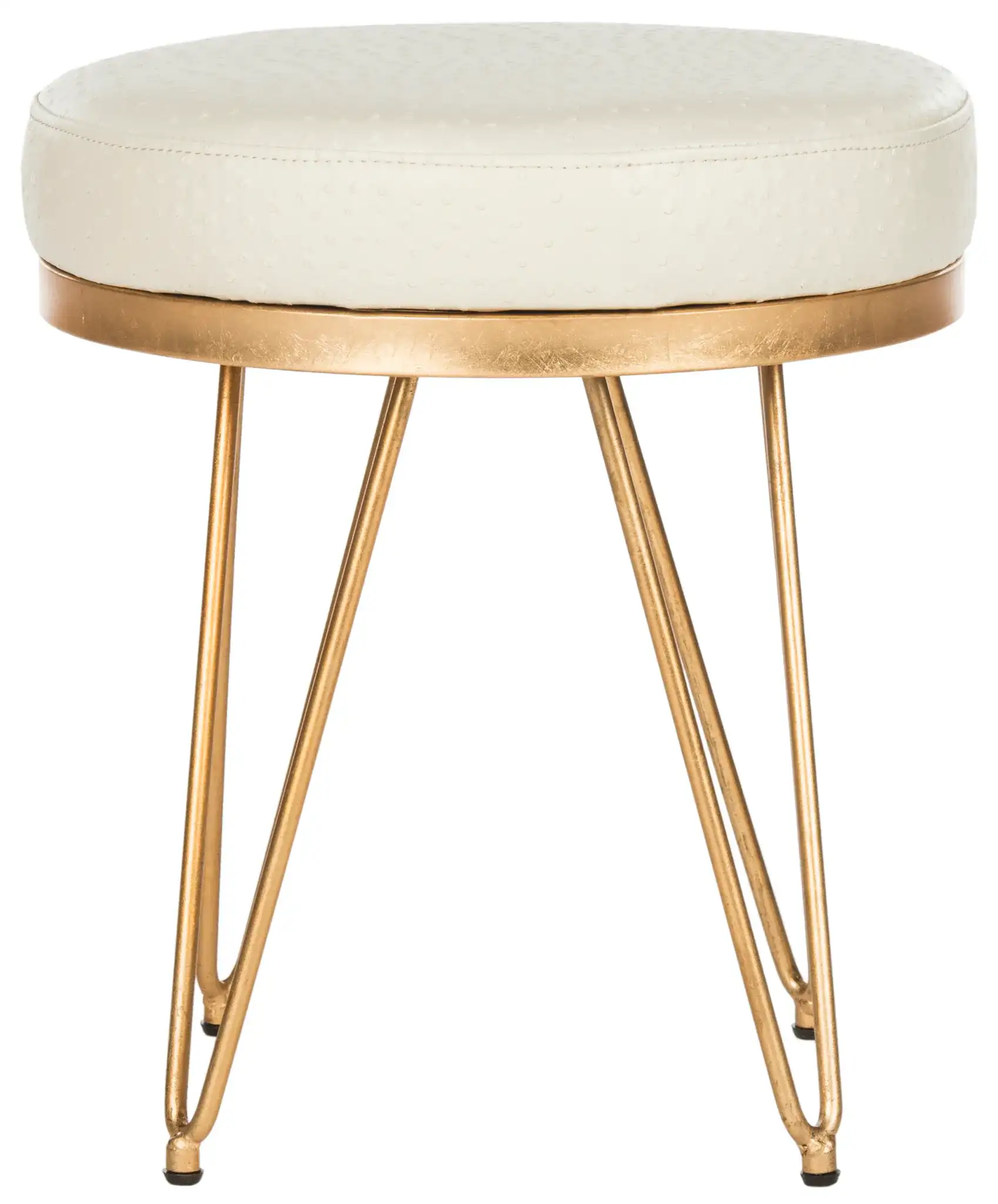 Jenine Round Bench in Cream / Gold, detail view