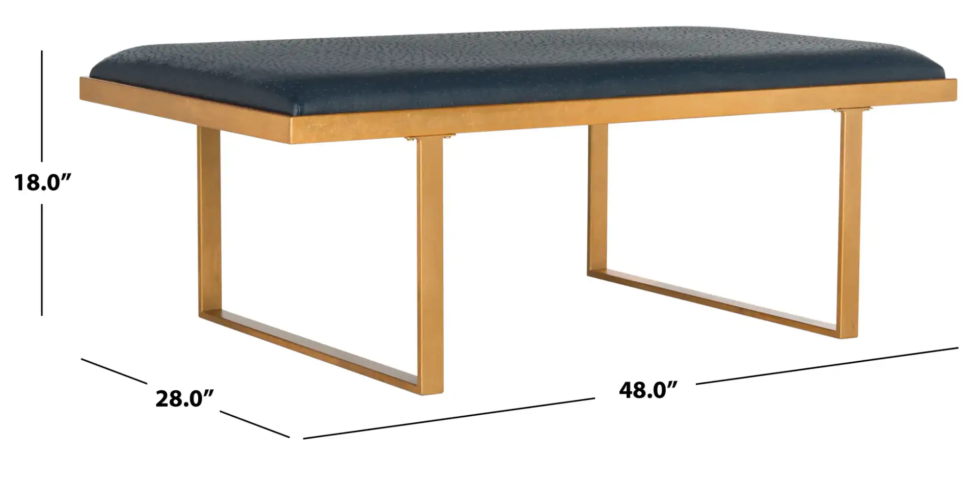 Millie Loft Bench in Navy Blue / Gold, detail view