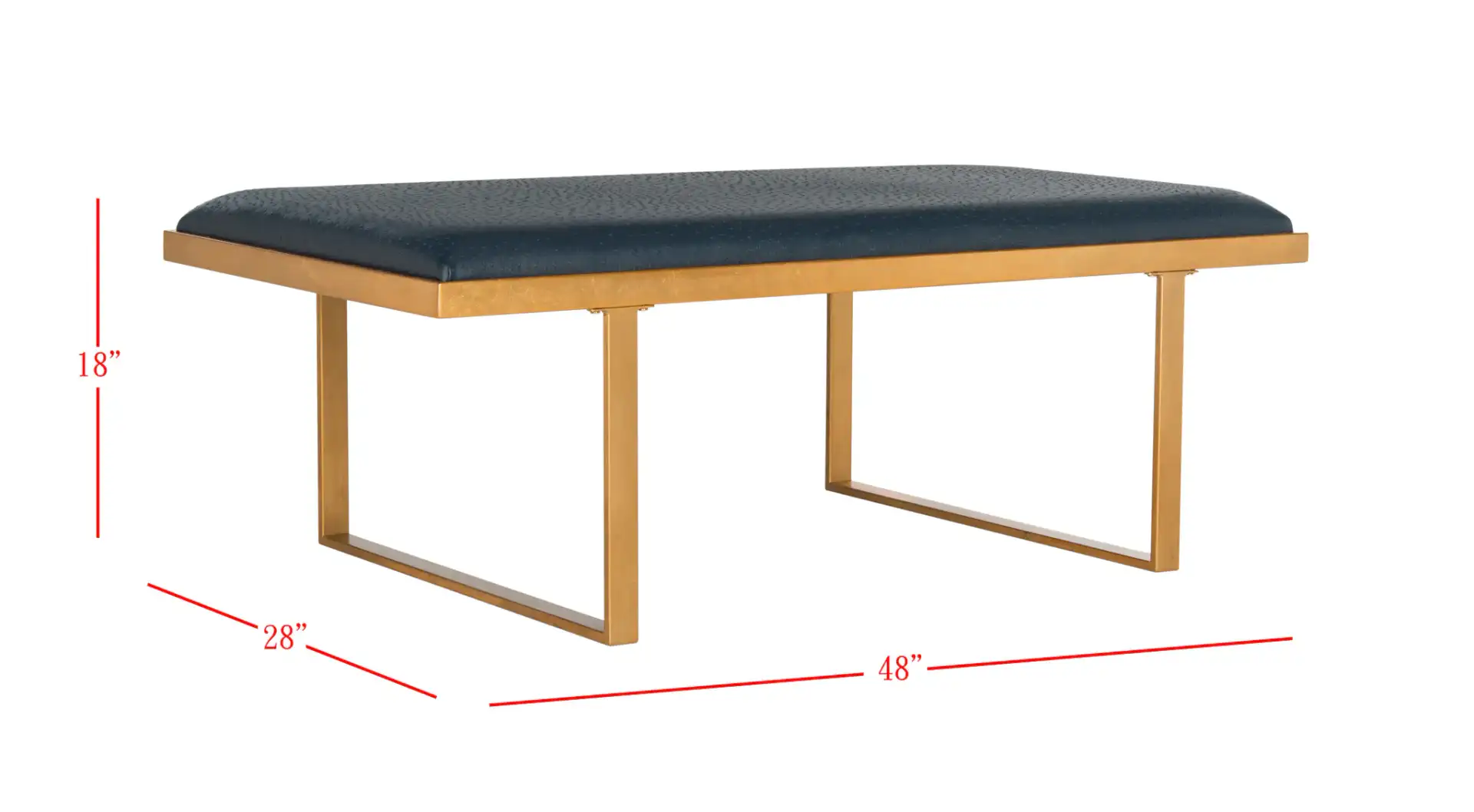Millie Loft Bench in Navy Blue / Gold, detail view