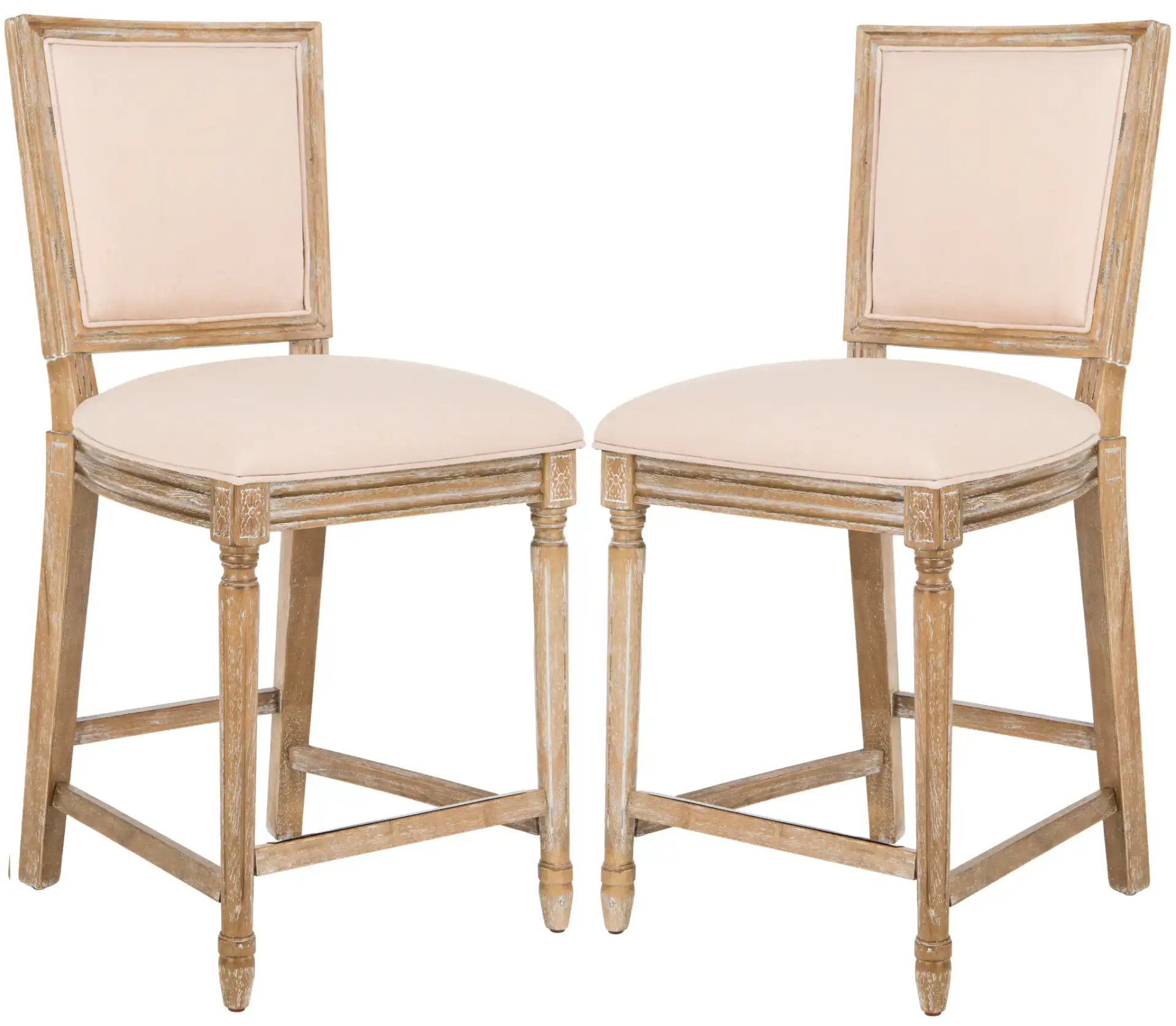 Buchanan Rectangular Counter Stool (Set Of 2) in Light Beige / Rustic Gray, detail view