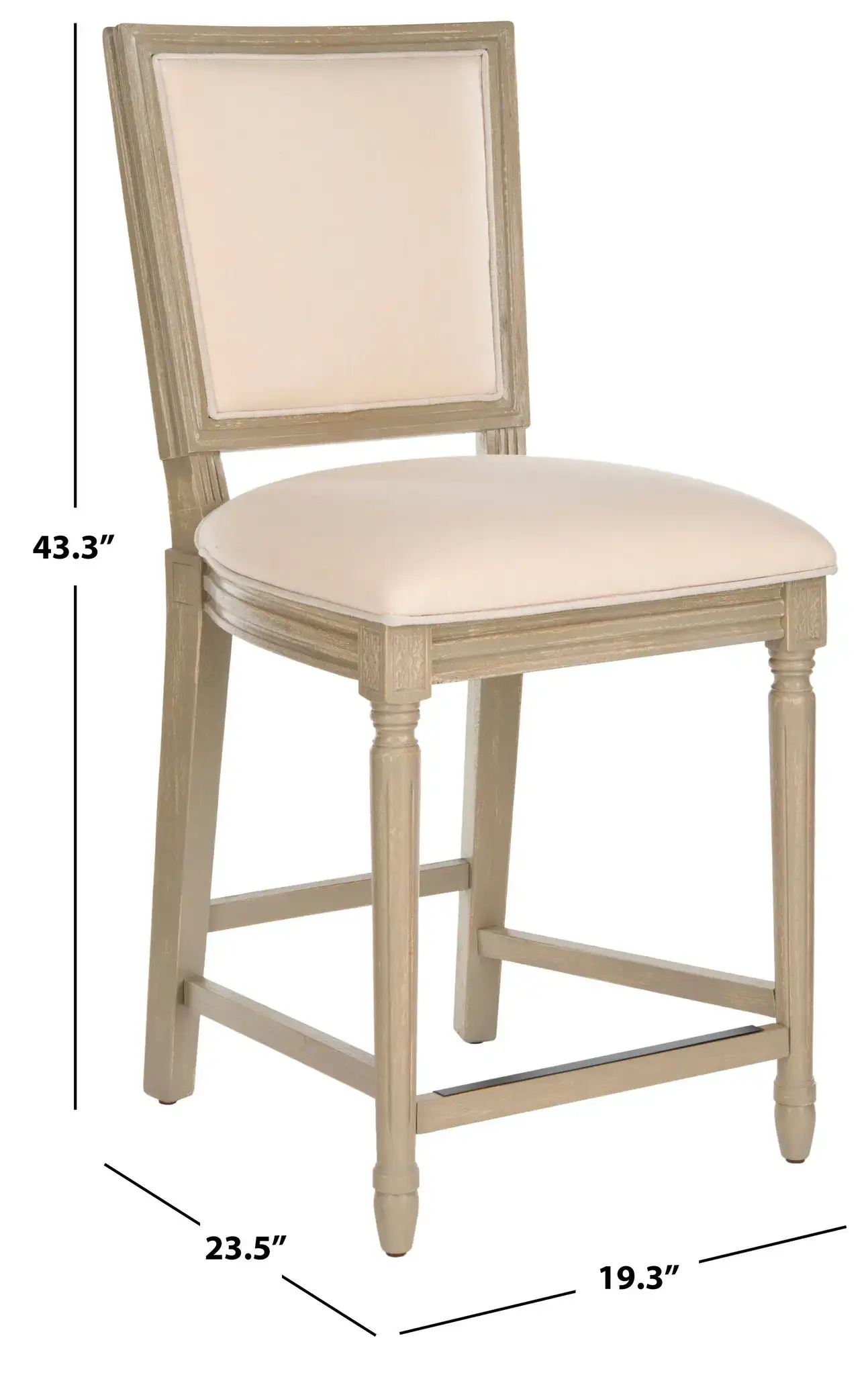 Buchanan Rectangular Counter Stool (Set Of 2) in Light Beige / Rustic Gray, detail view