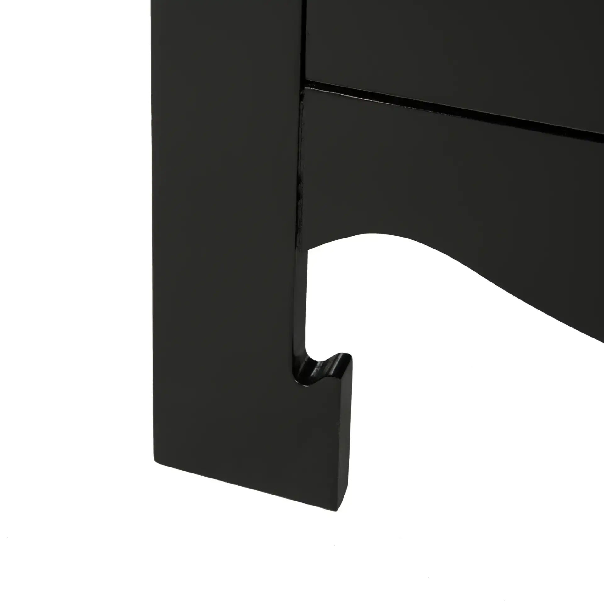 Nero Three-Drawer Nightstand in Black, detail view