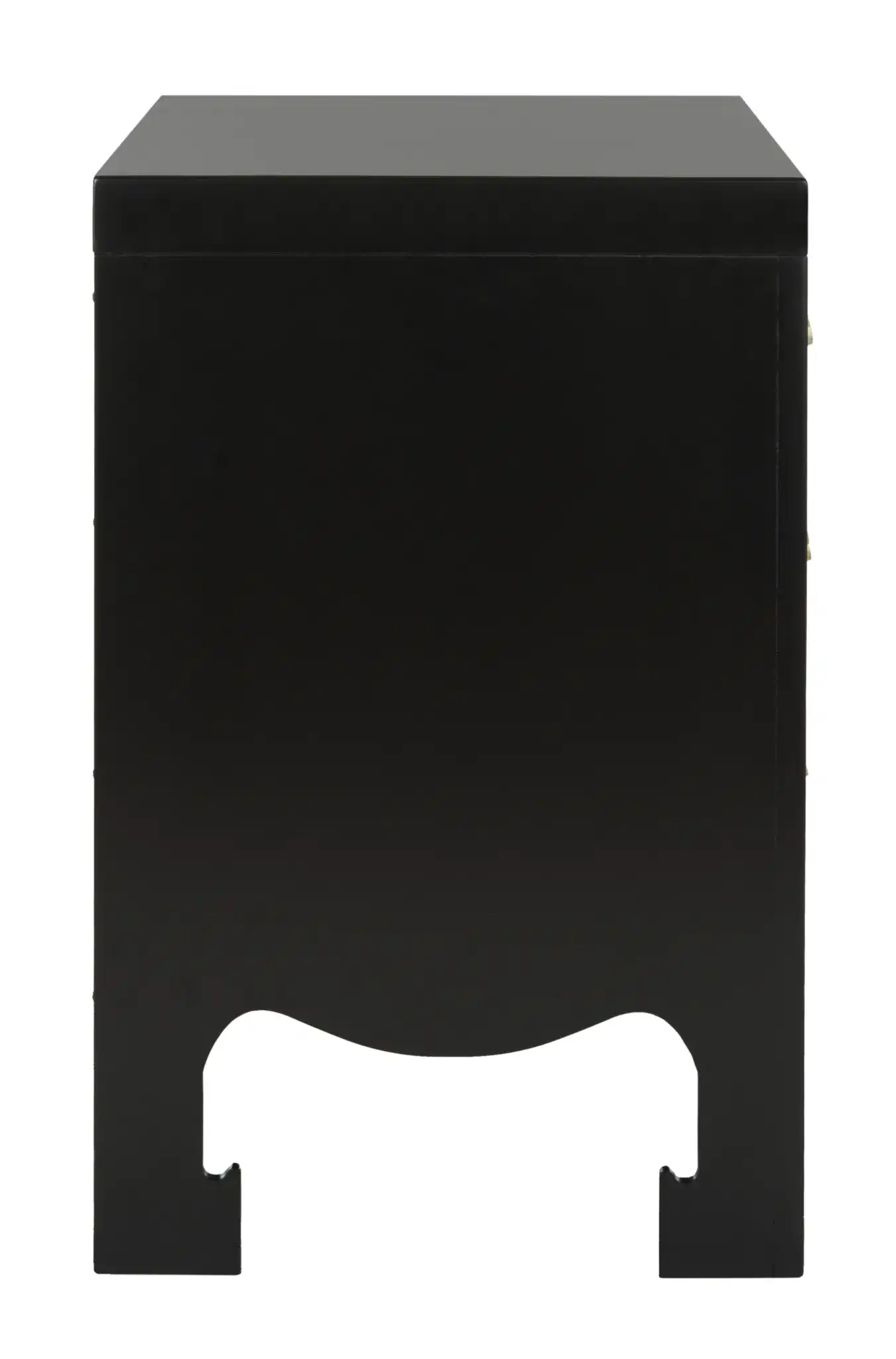Nero Three-Drawer Nightstand in Black, detail view