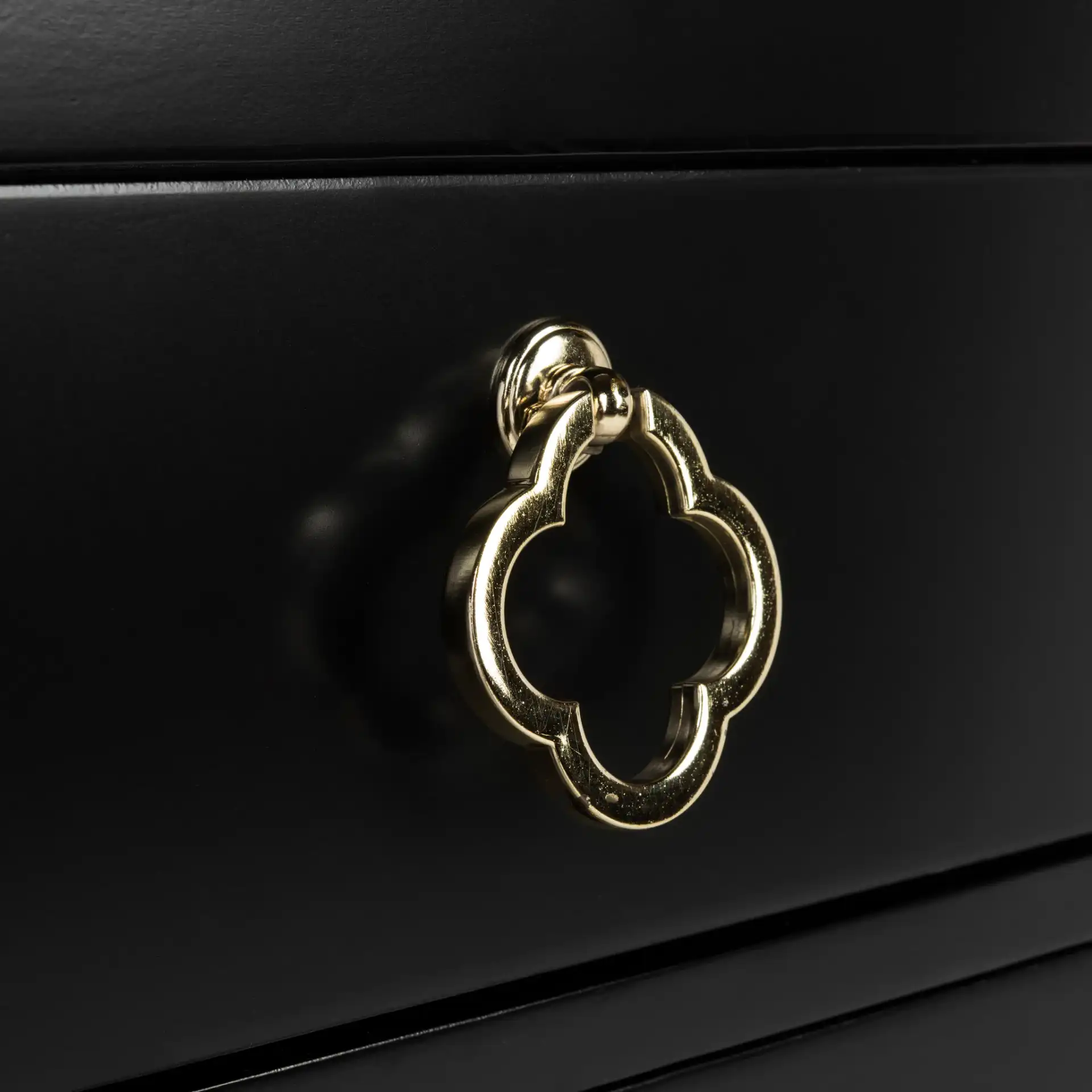Nero Three-Drawer Nightstand in Black, detail view