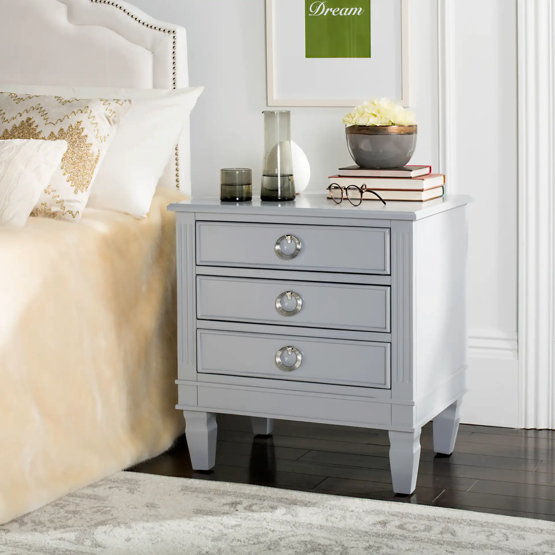 Kira Side Table in Gray in a styled room