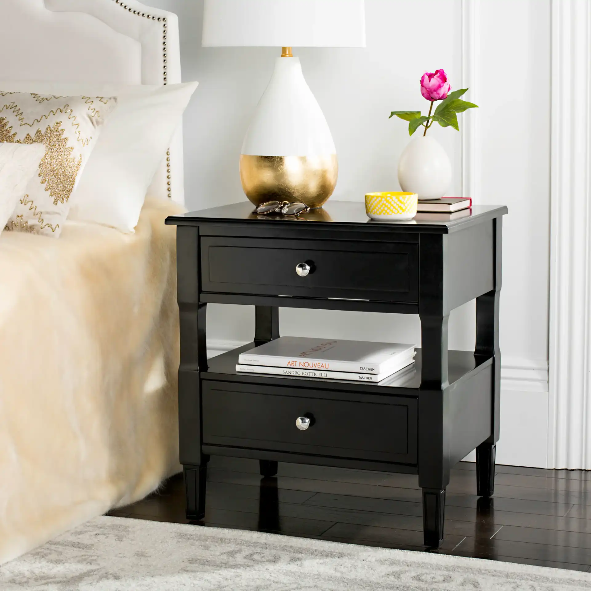 Jenson Side Table in Black in a styled room