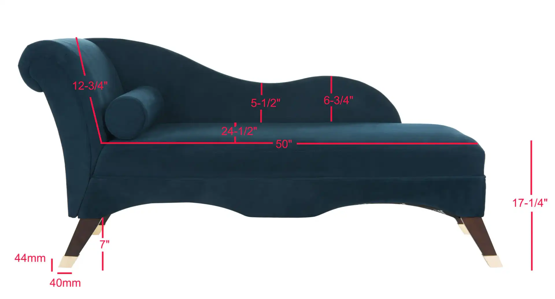 Caiden Chaise in Gray, detail view