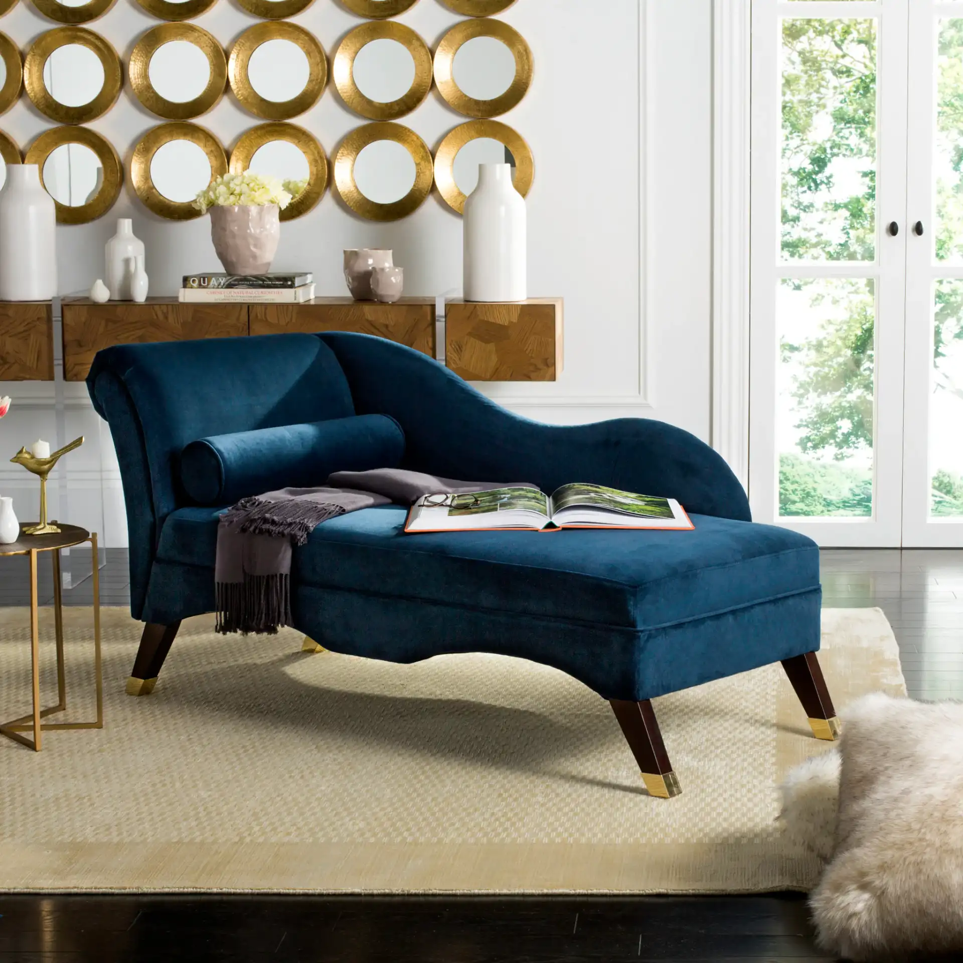 Caiden Chaise in Gray in a styled room