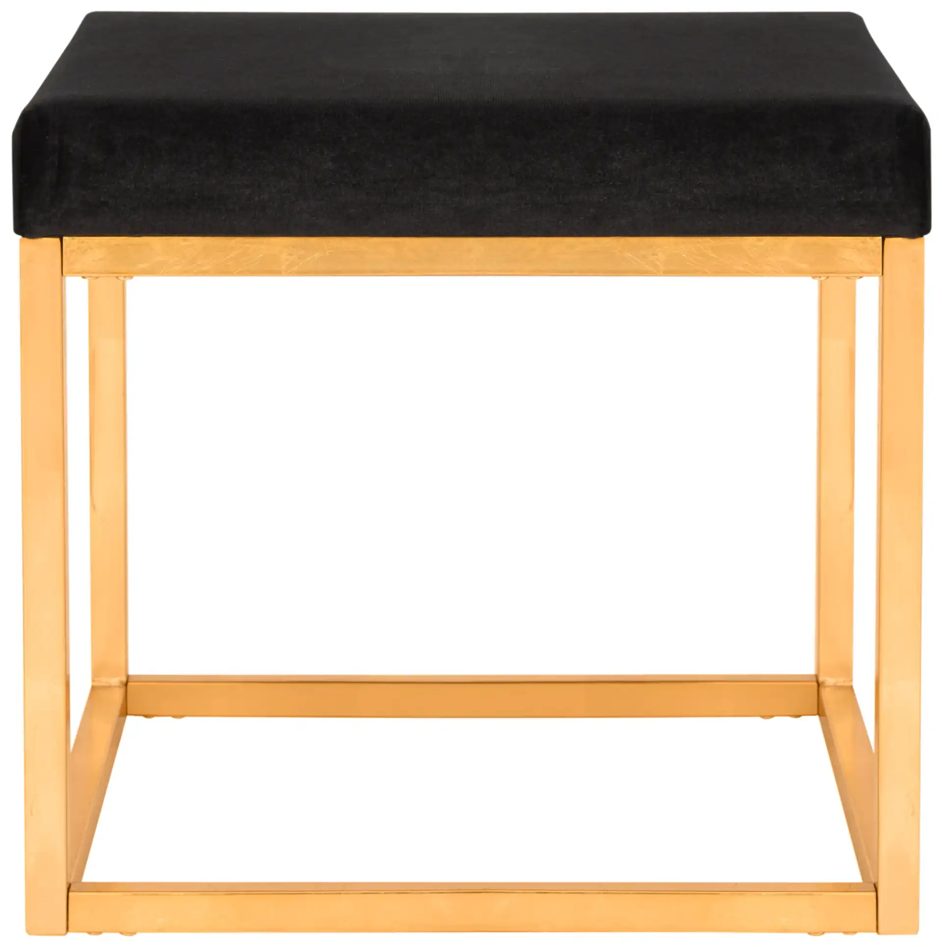Rowan Square Ottoman in Black / Gold