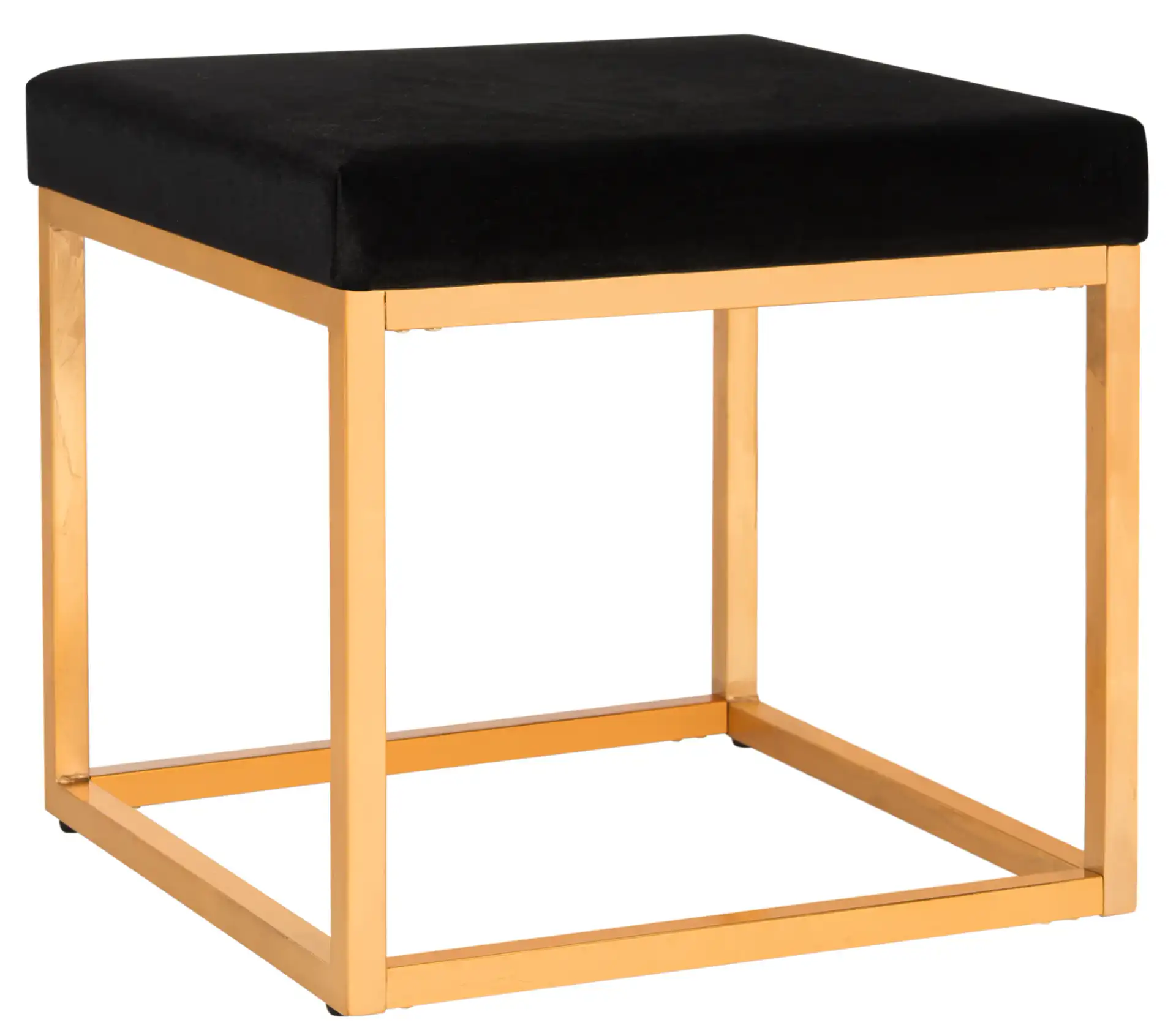 Rowan Square Ottoman in Black / Gold, detail view