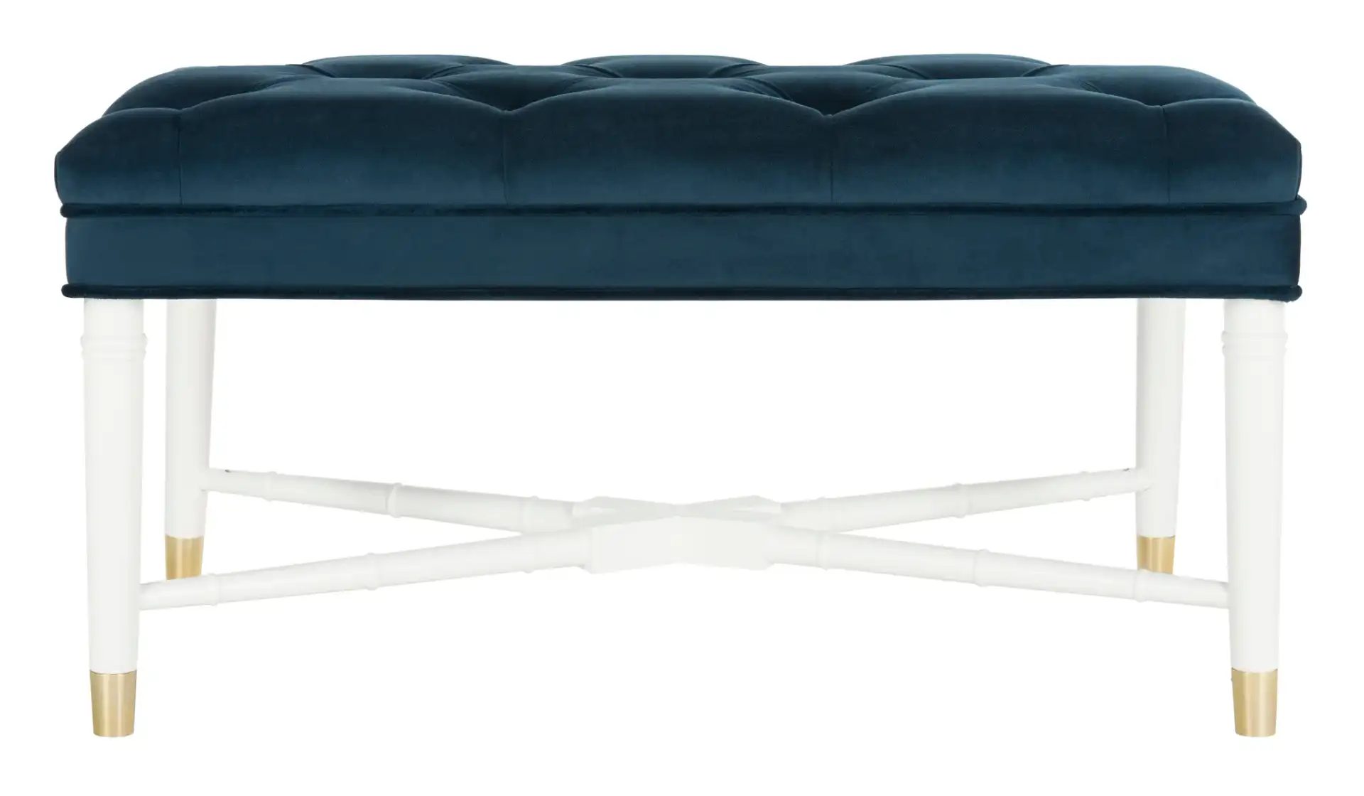 Rory Tufted Bench in Navy Blue, detail view