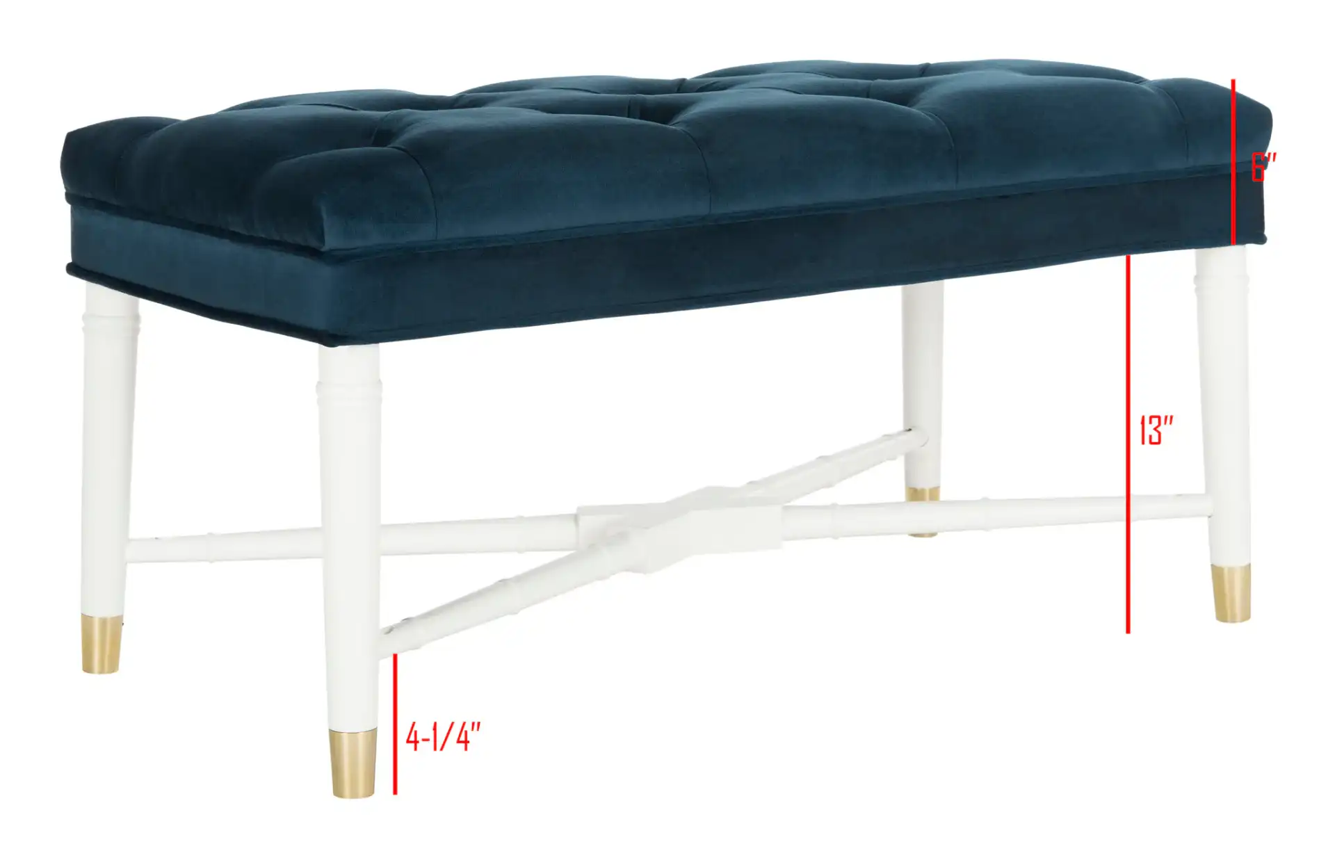 Rory Tufted Bench in Navy Blue, detail view
