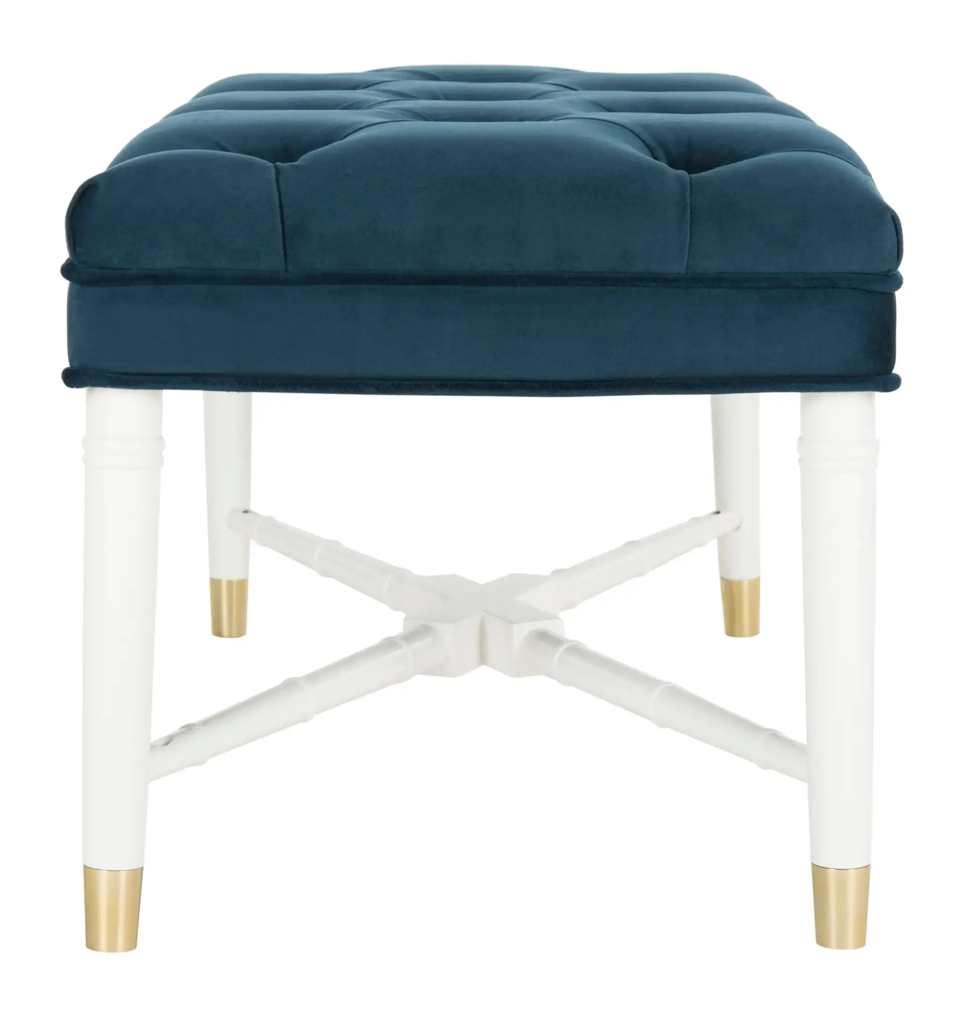 Rory Tufted Bench in Navy Blue, detail view