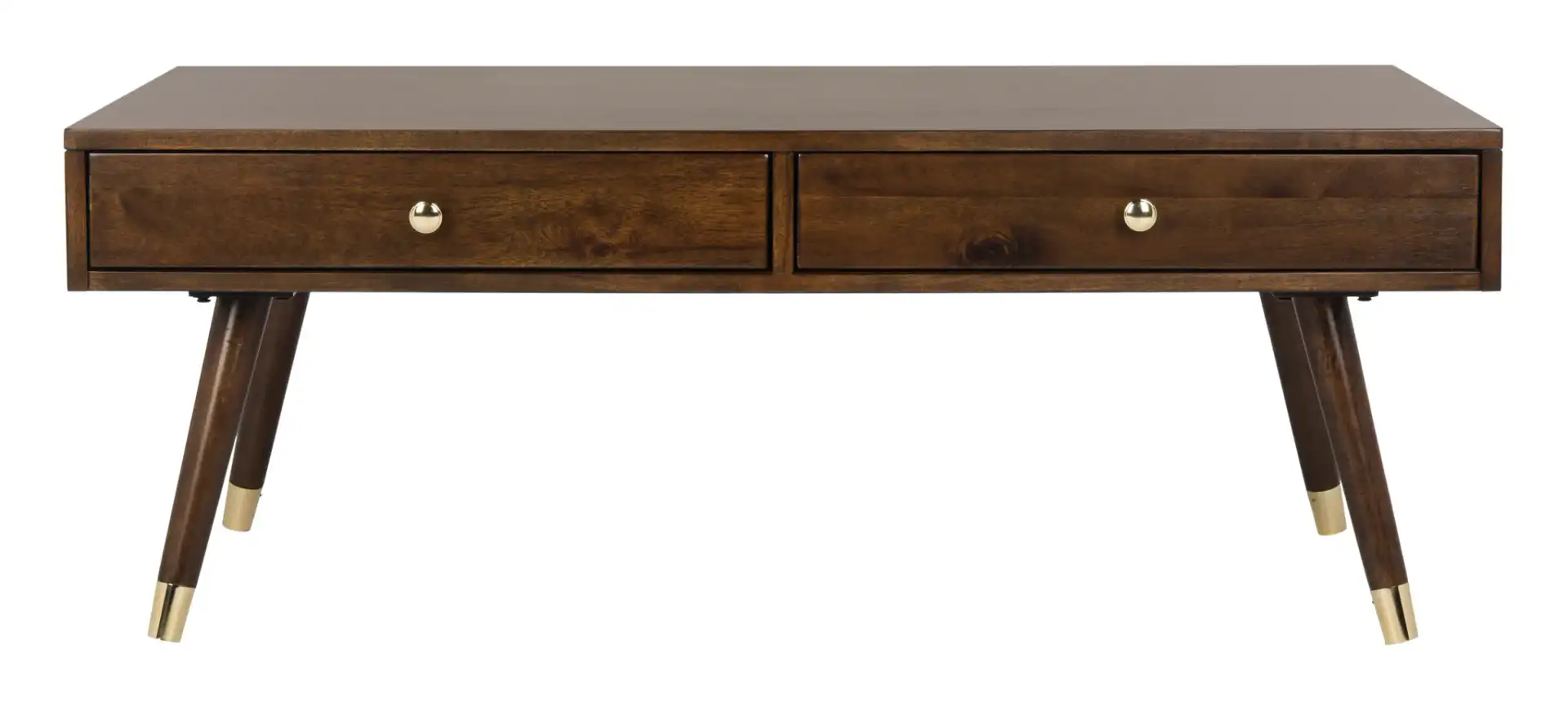 Levinson Gold Cap Coffee Table in Brown / Gold