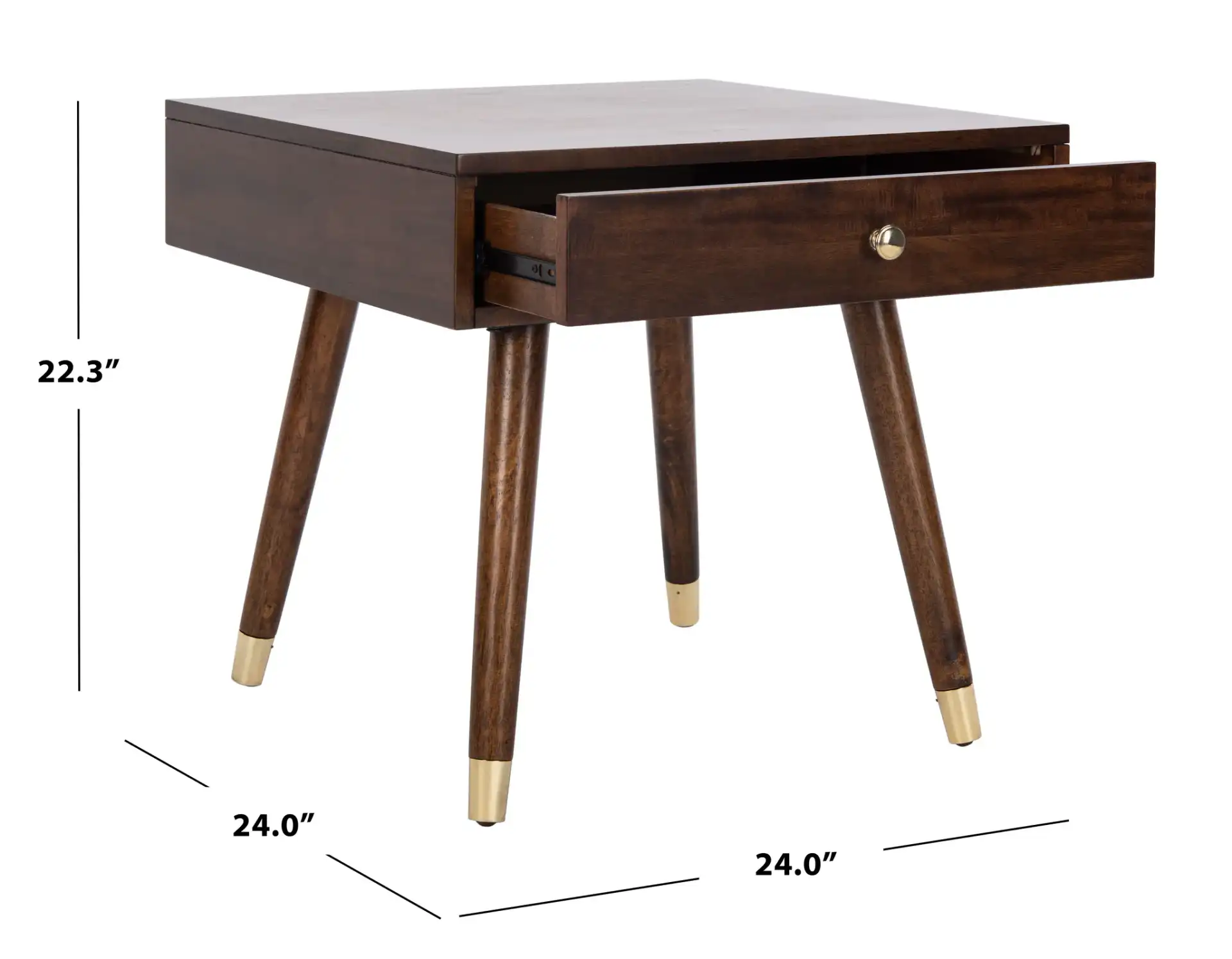 Levinson Gold Cap End Table in Brown / Gold, detail view