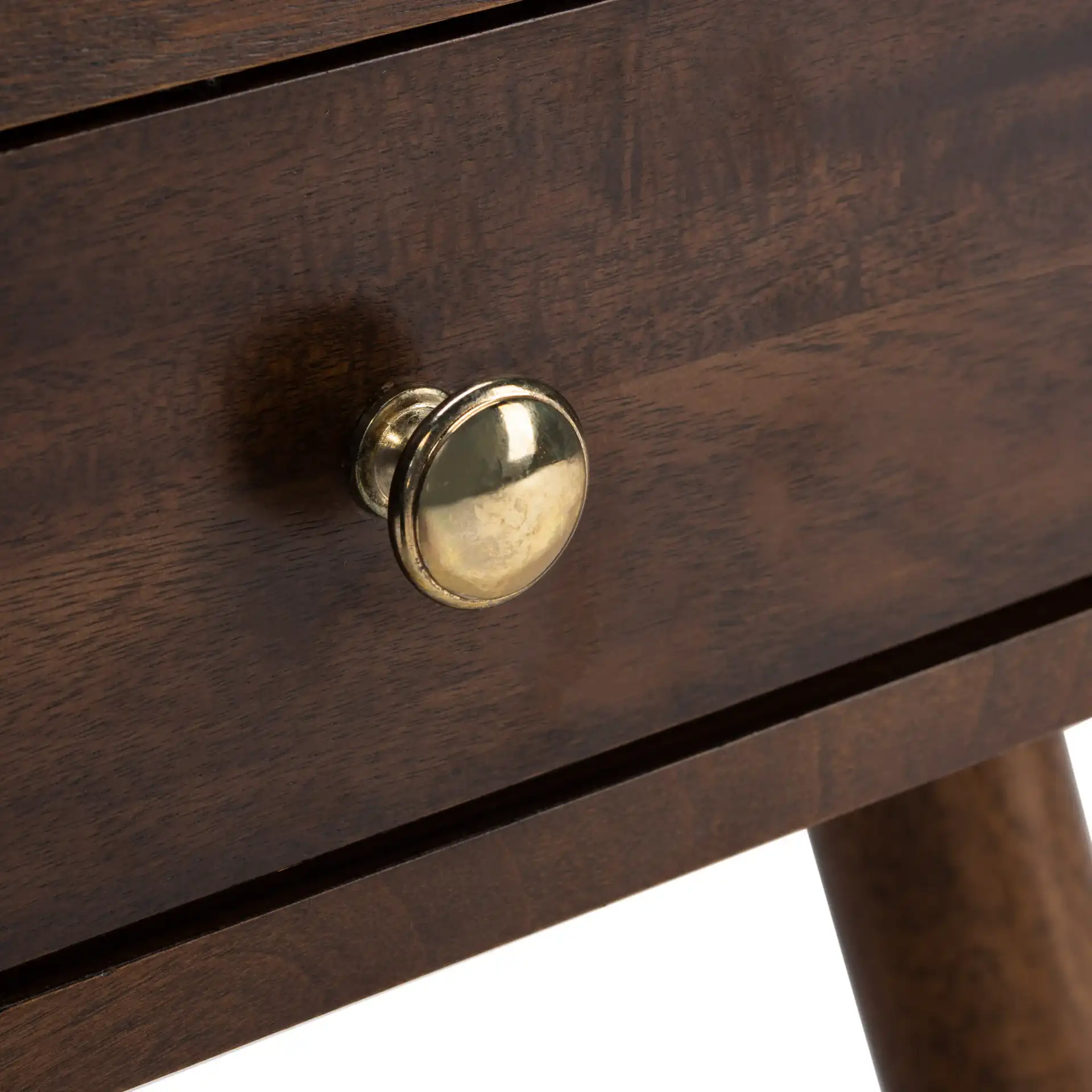 Levinson Gold Cap End Table in Brown / Gold, detail view