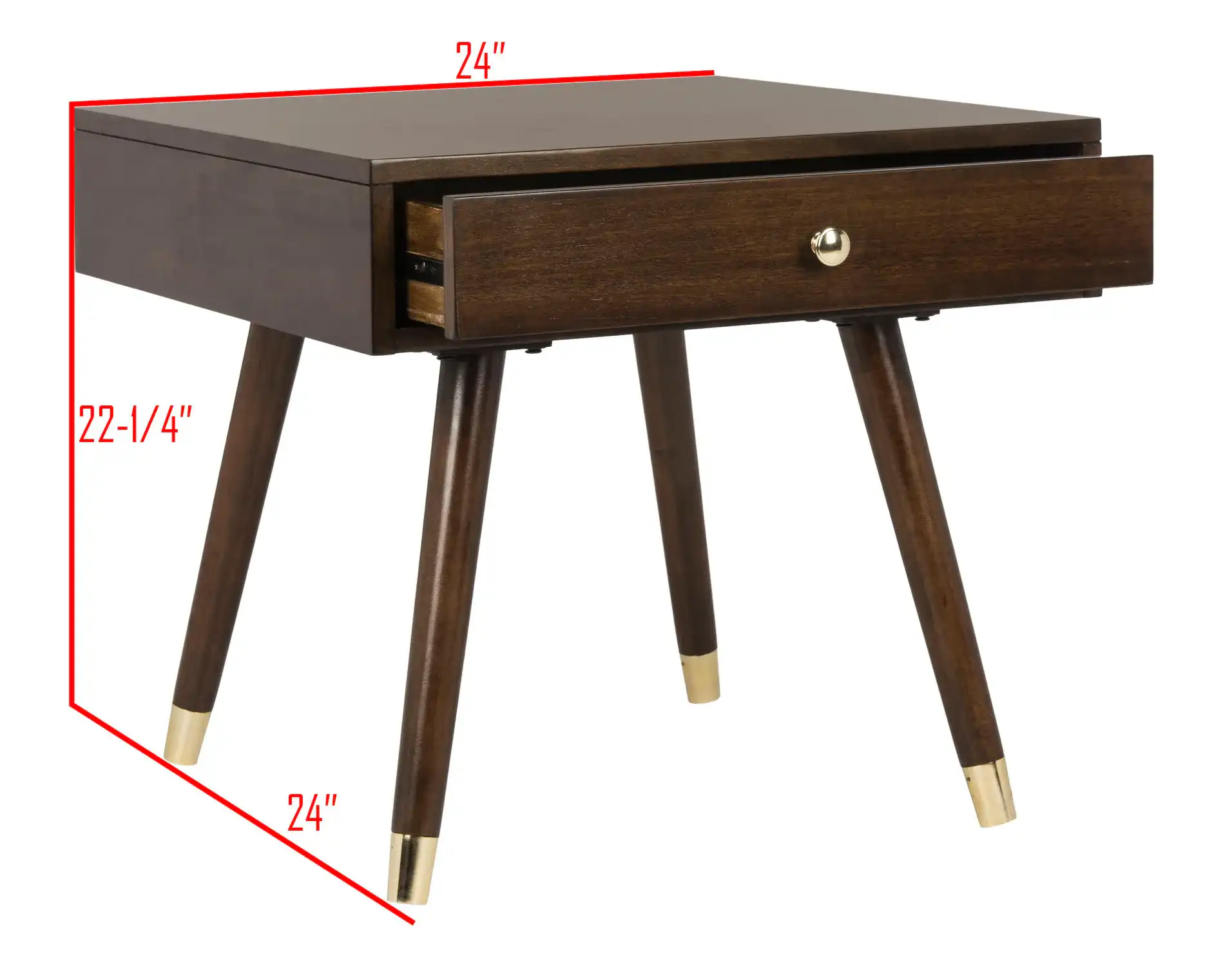 Levinson Gold Cap End Table in Brown / Gold, detail view