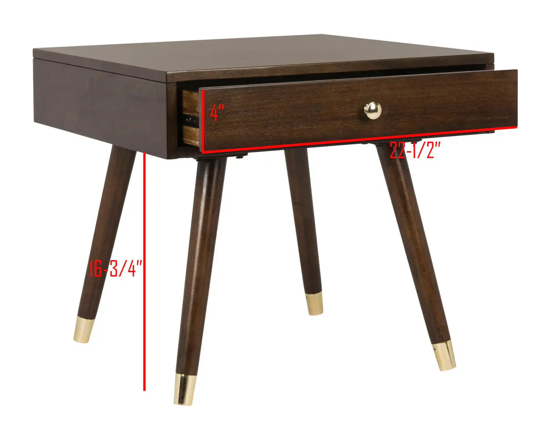 Levinson Gold Cap End Table in Brown / Gold, detail view