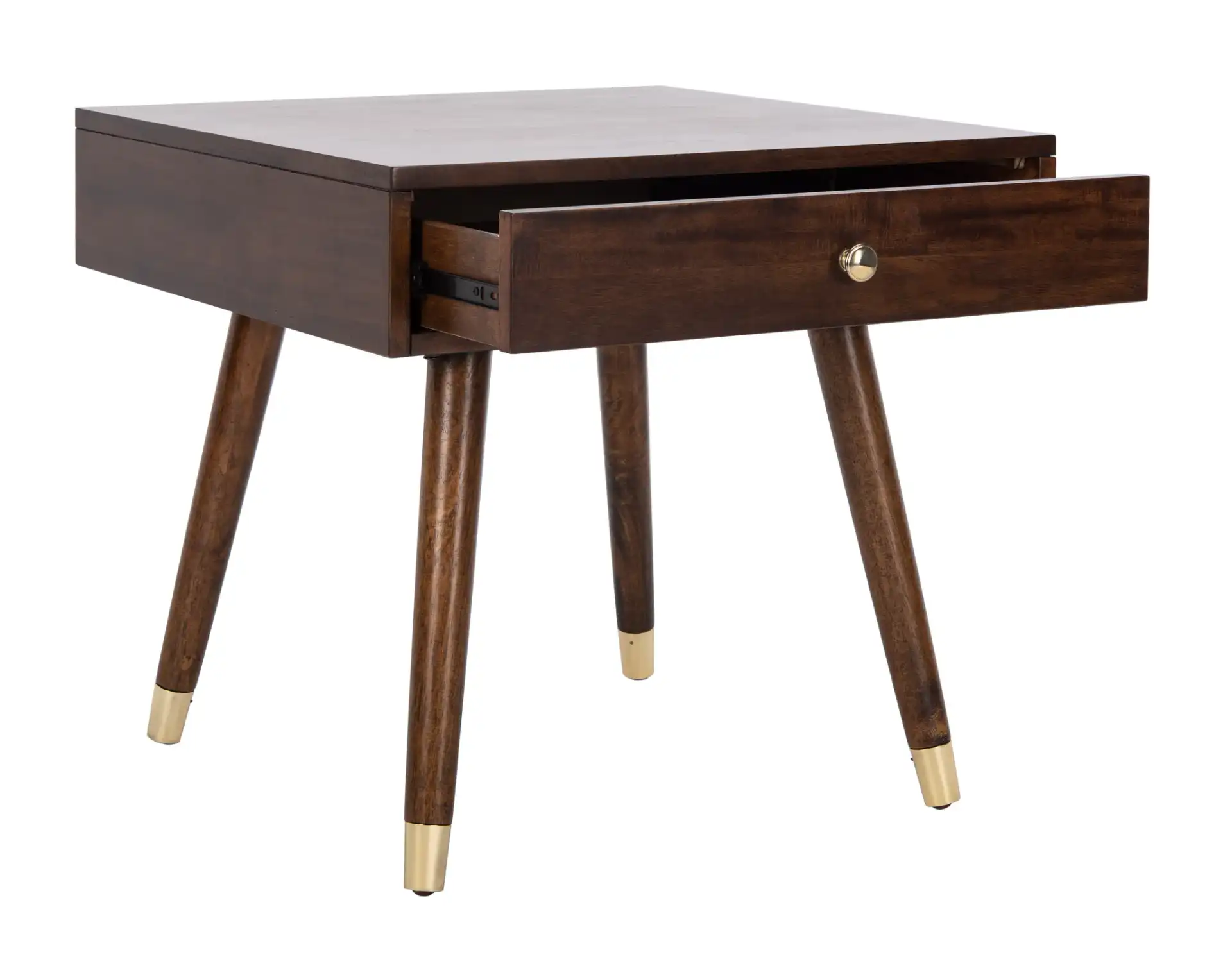 Levinson Gold Cap End Table in Brown / Gold, detail view
