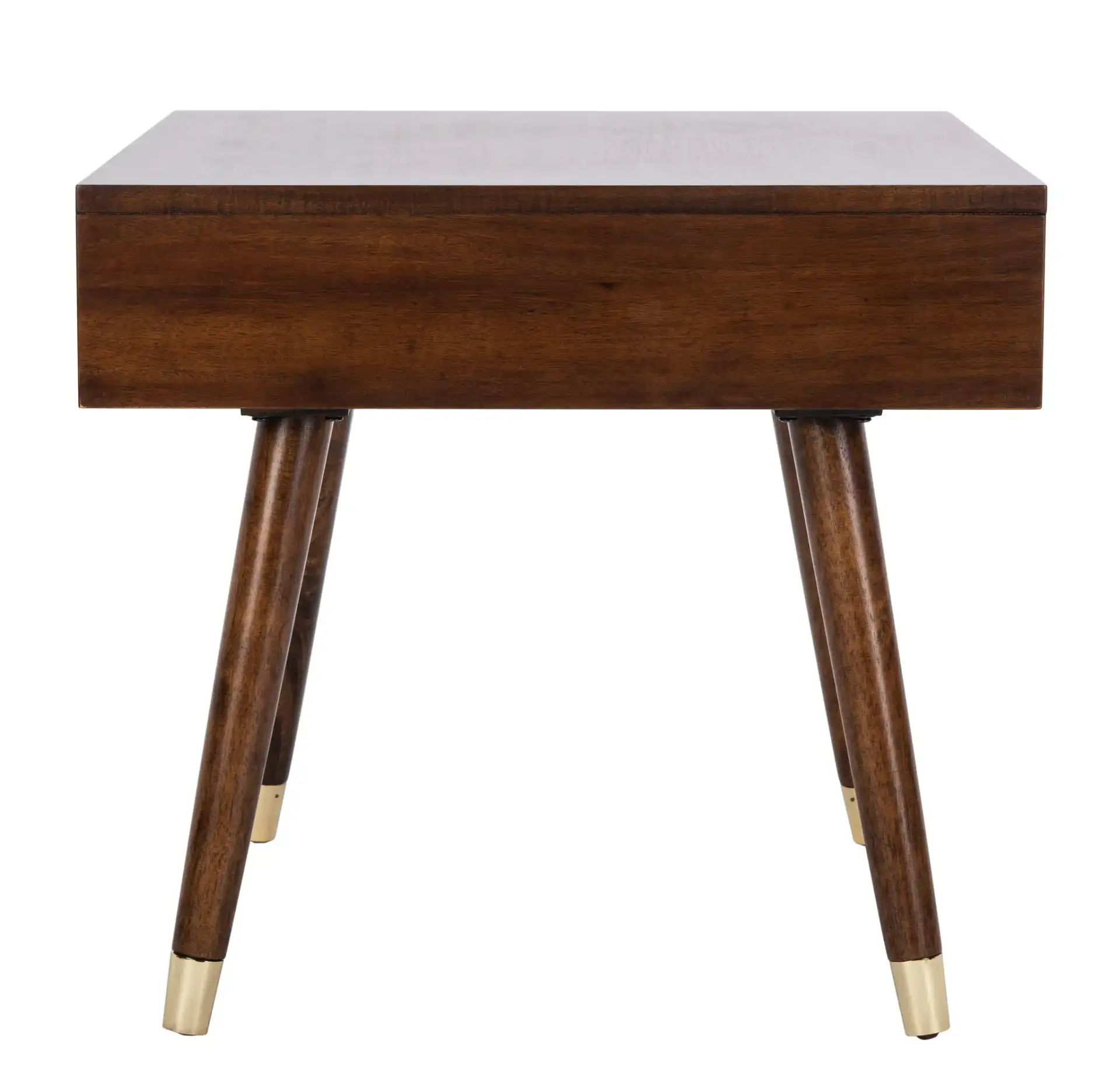 Levinson Gold Cap End Table in Brown / Gold, detail view