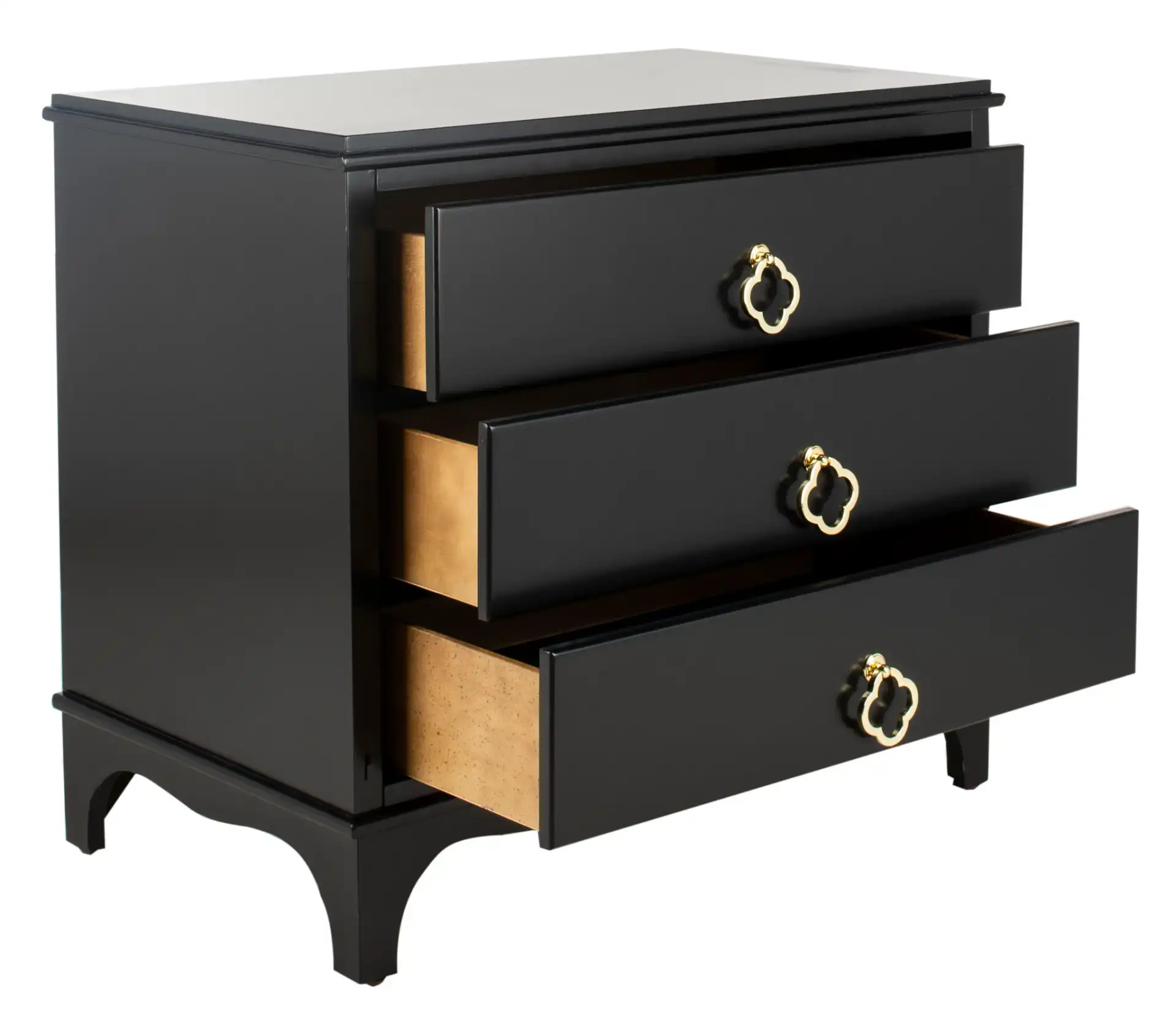 Hannon Nightstand in Black / Brass, detail view