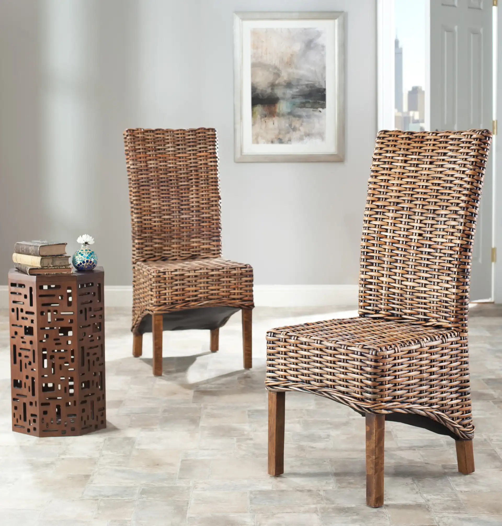 Isla Side Chair (Set Of 2) in Brown / Teak Brown in a styled room