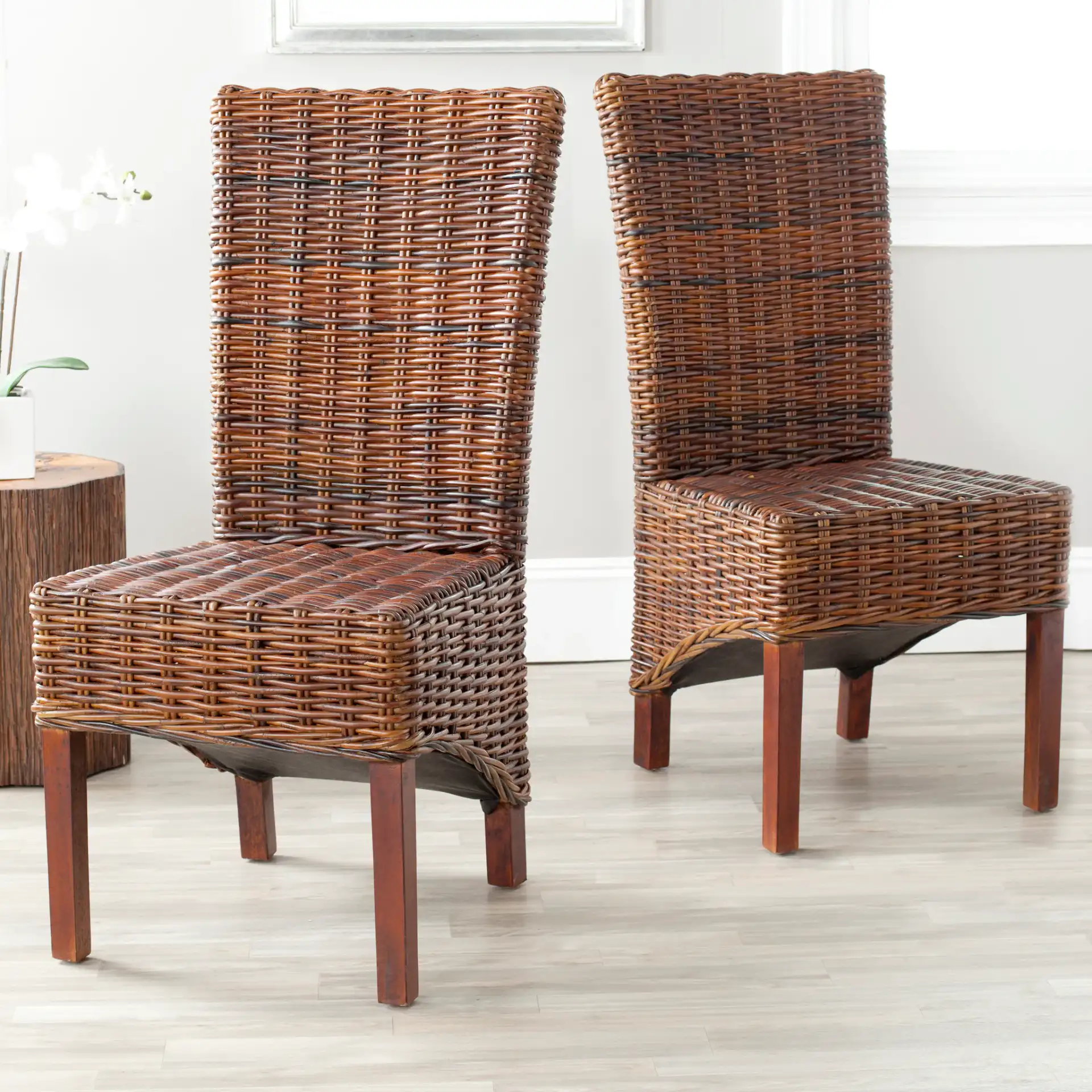 Ridge Side Chair (Set of 2) in Brown in a styled room