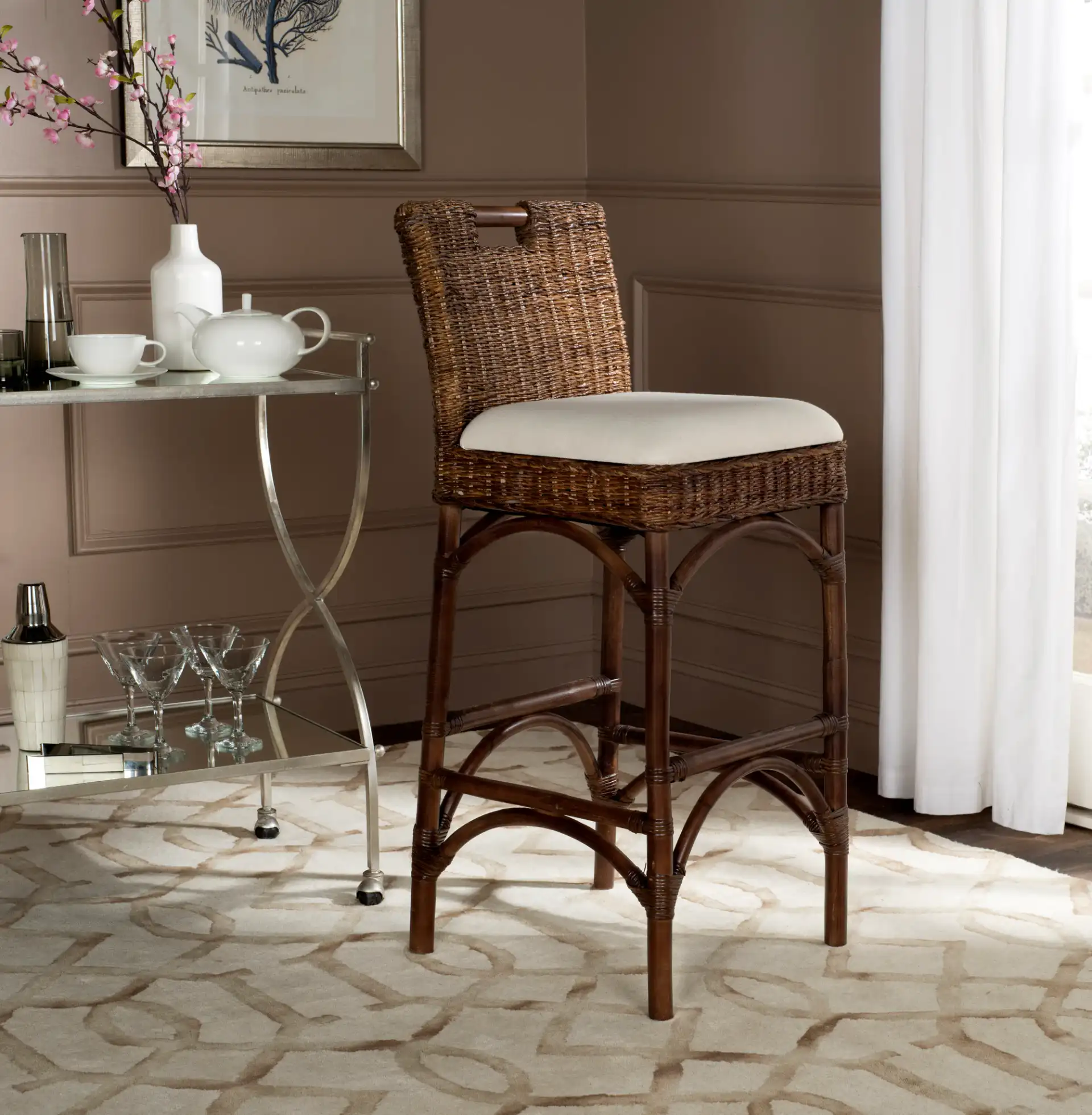 Fremont Barstool in Brown in a styled room