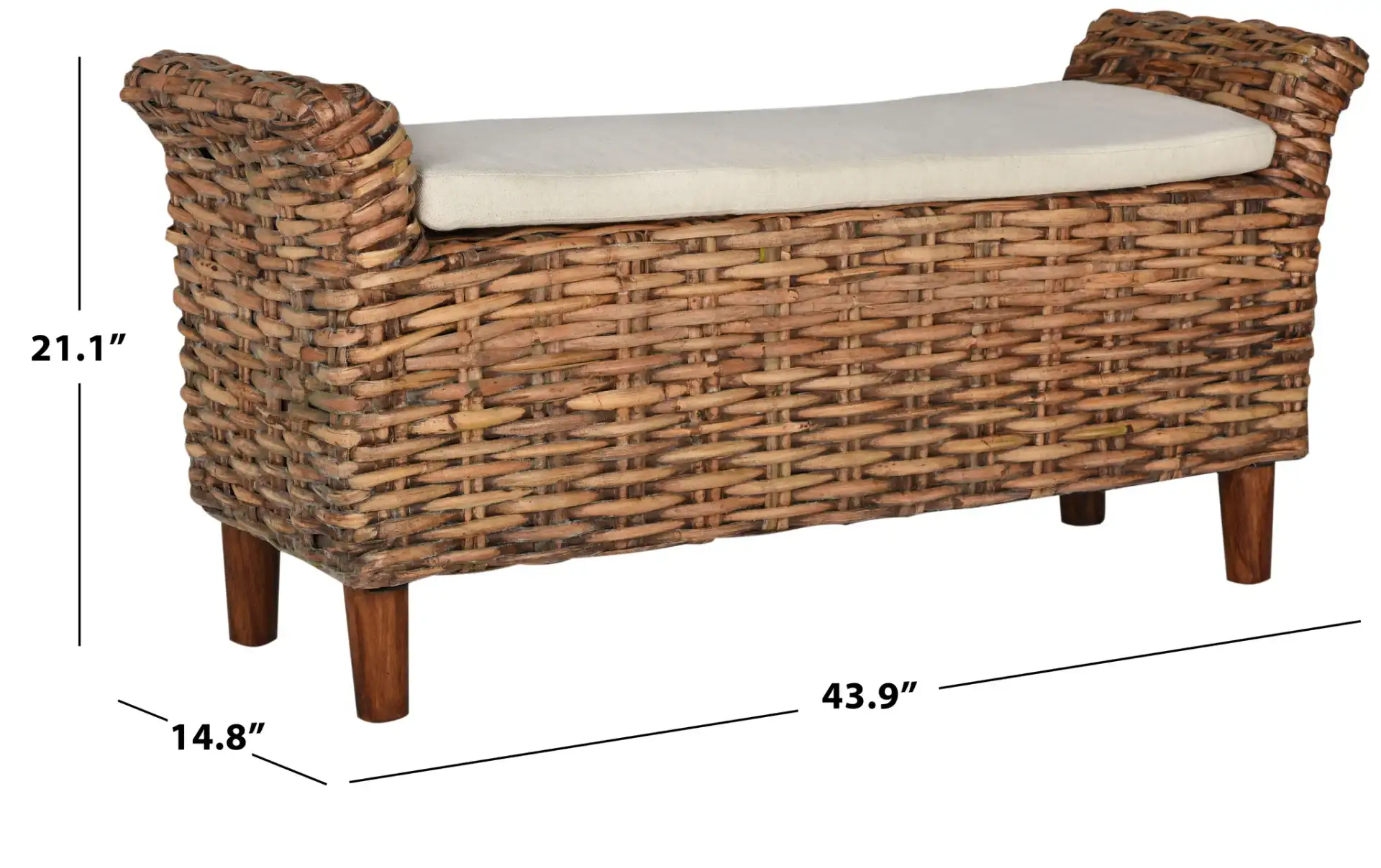 Palermo Bench in Brown, detail view