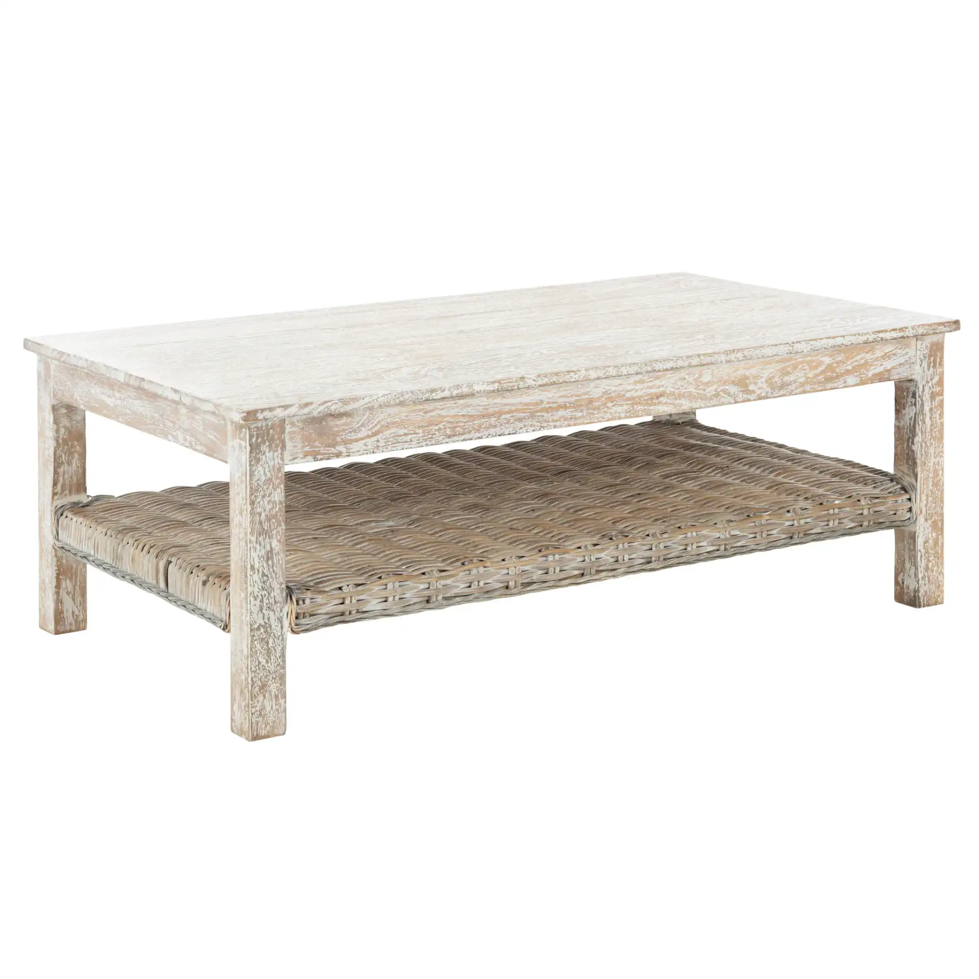 Minerva Coffee Table in White Washed, detail view