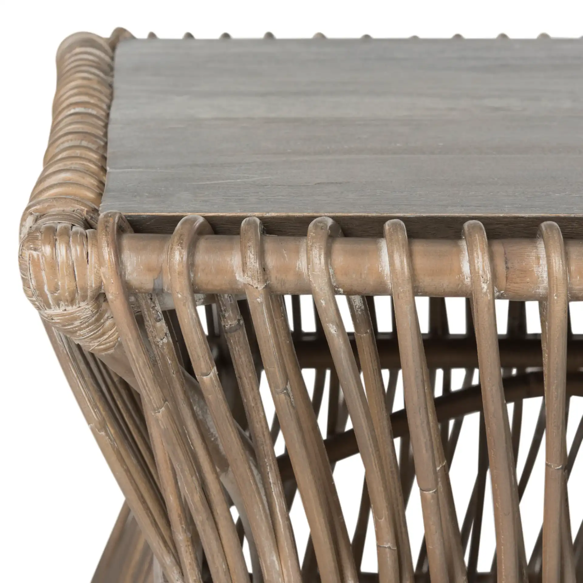 Gensho Coffee Table in Gray White Washed in a styled room