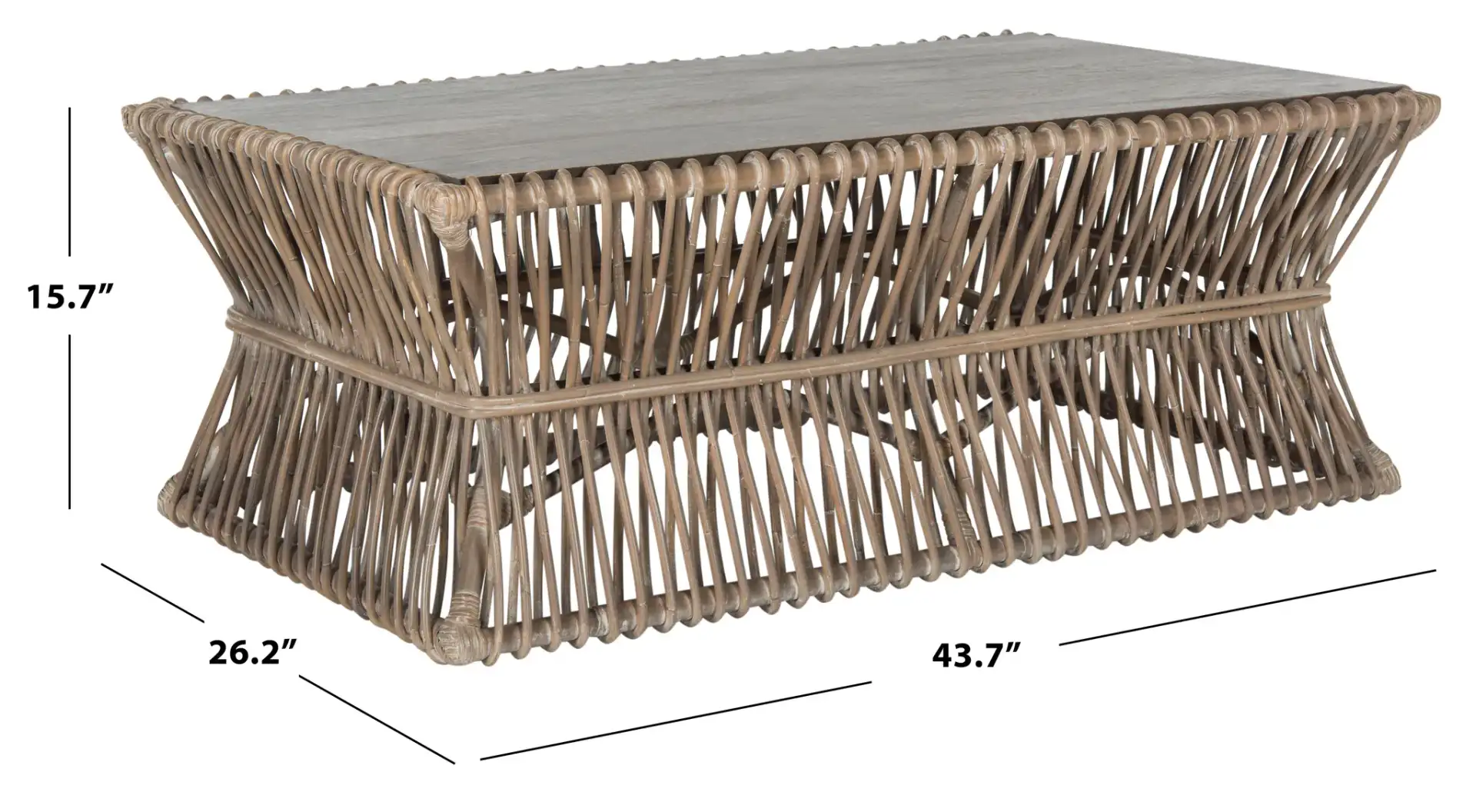 Gensho Coffee Table in Gray White Washed, detail view