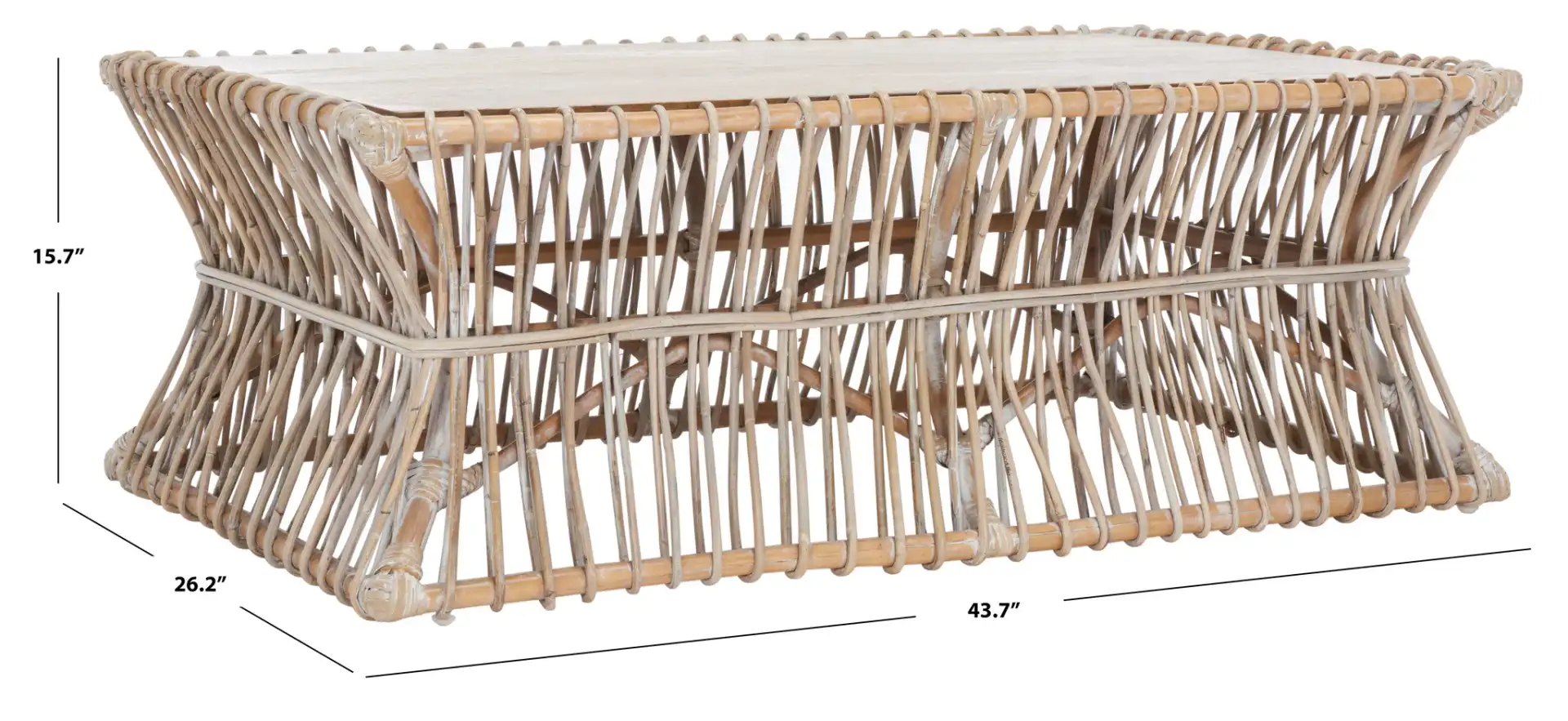 Gensho Coffee Table in Gray White Washed, detail view