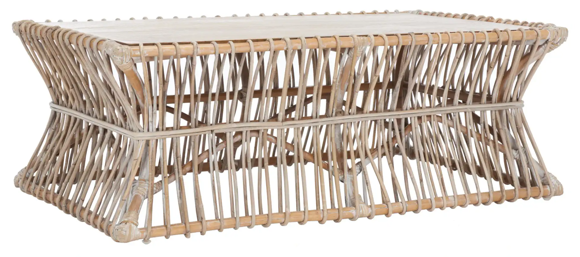 Gensho Coffee Table in Gray White Washed, detail view