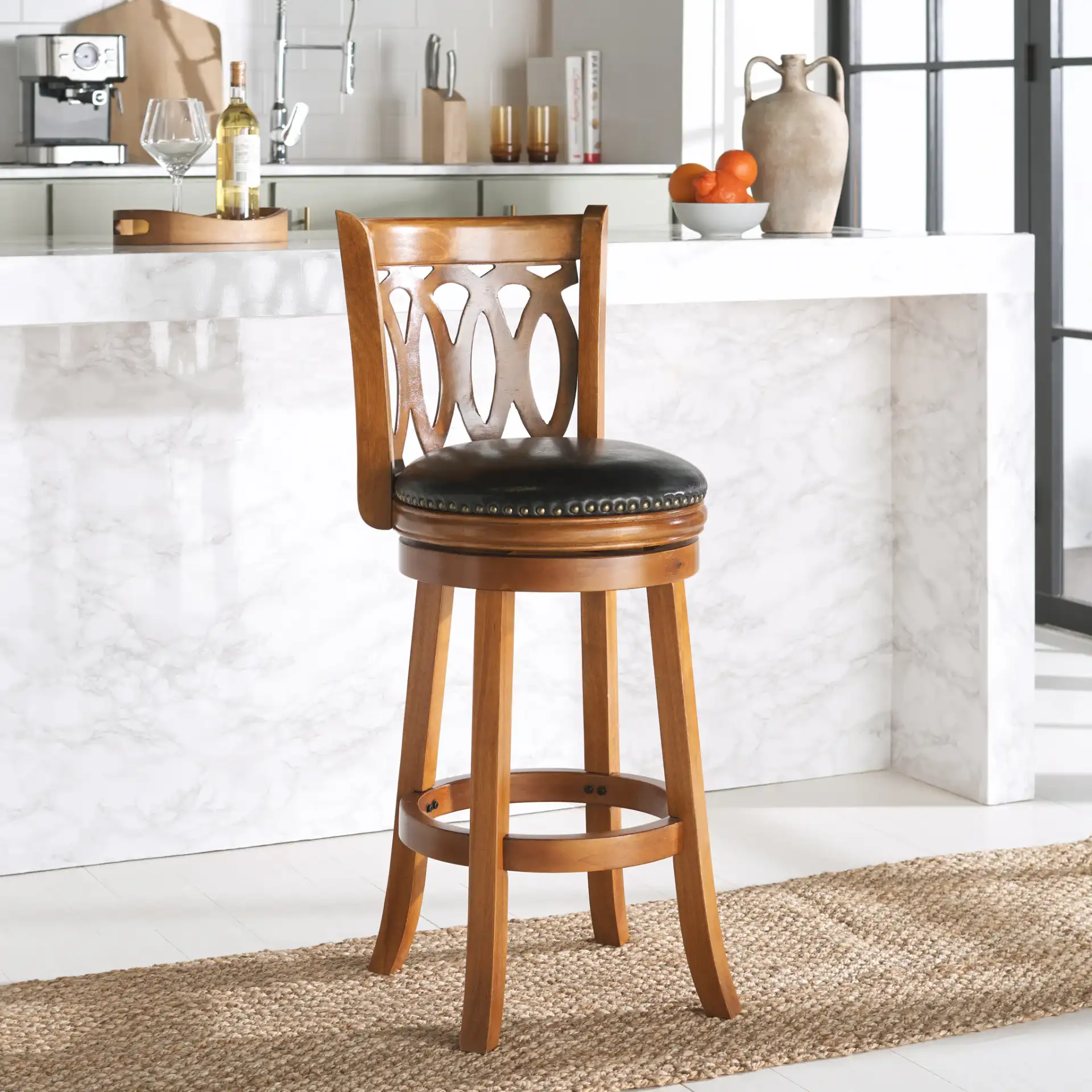 Baldwin Barstool in Dark Oak / Black in a styled room