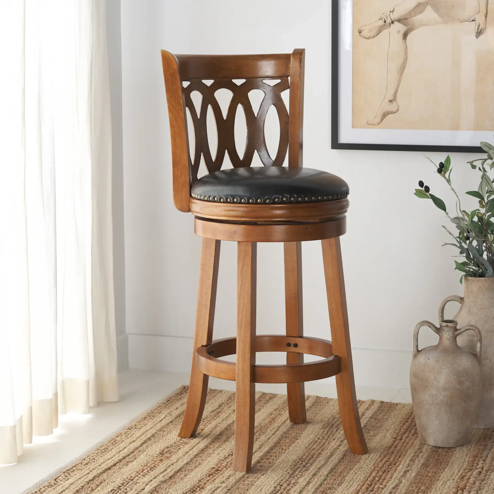 Baldwin Barstool in Dark Oak / Black in a styled room