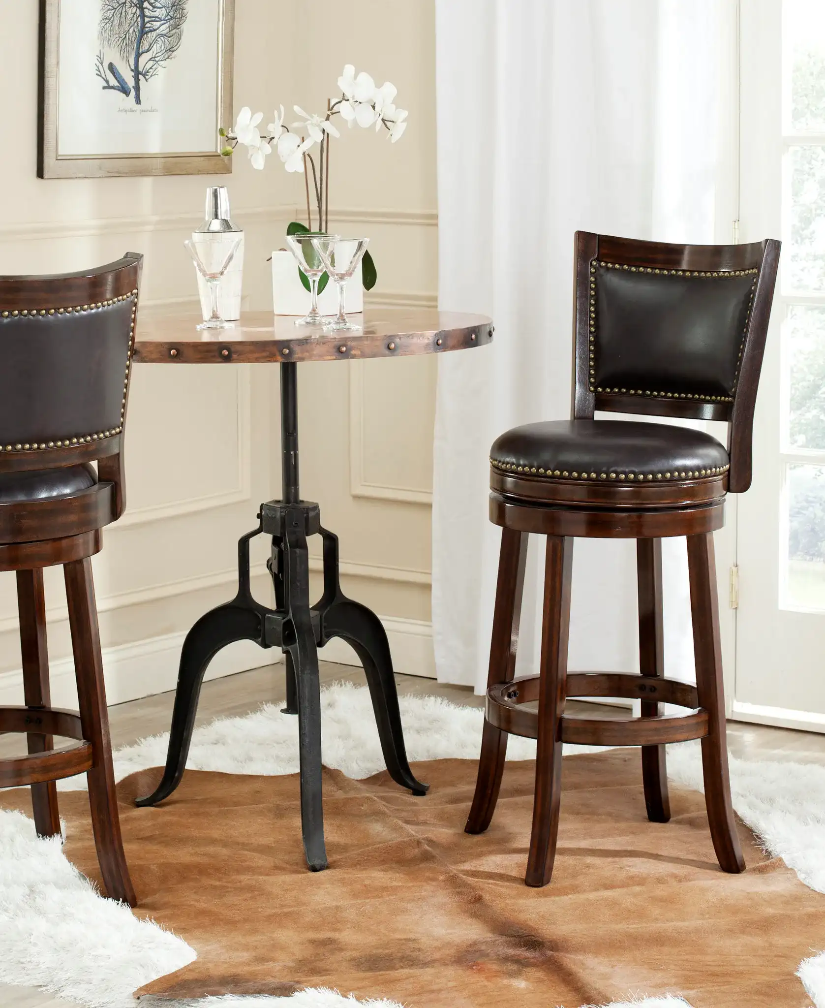 Lazzaro Barstool in Brown in a styled room