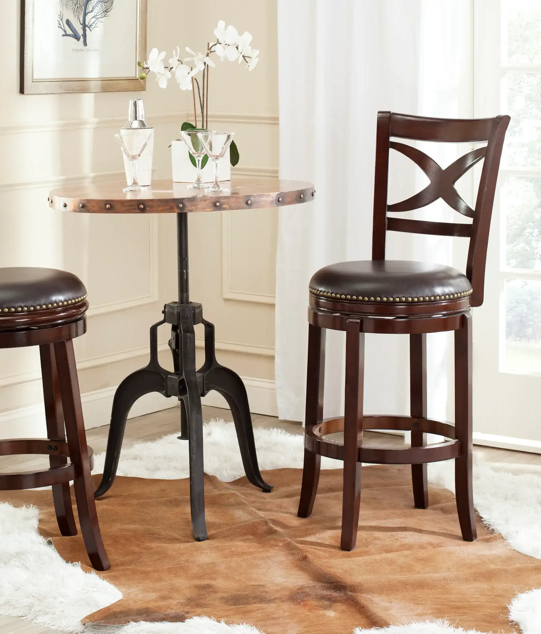 Santino Barstool in Brown in a styled room