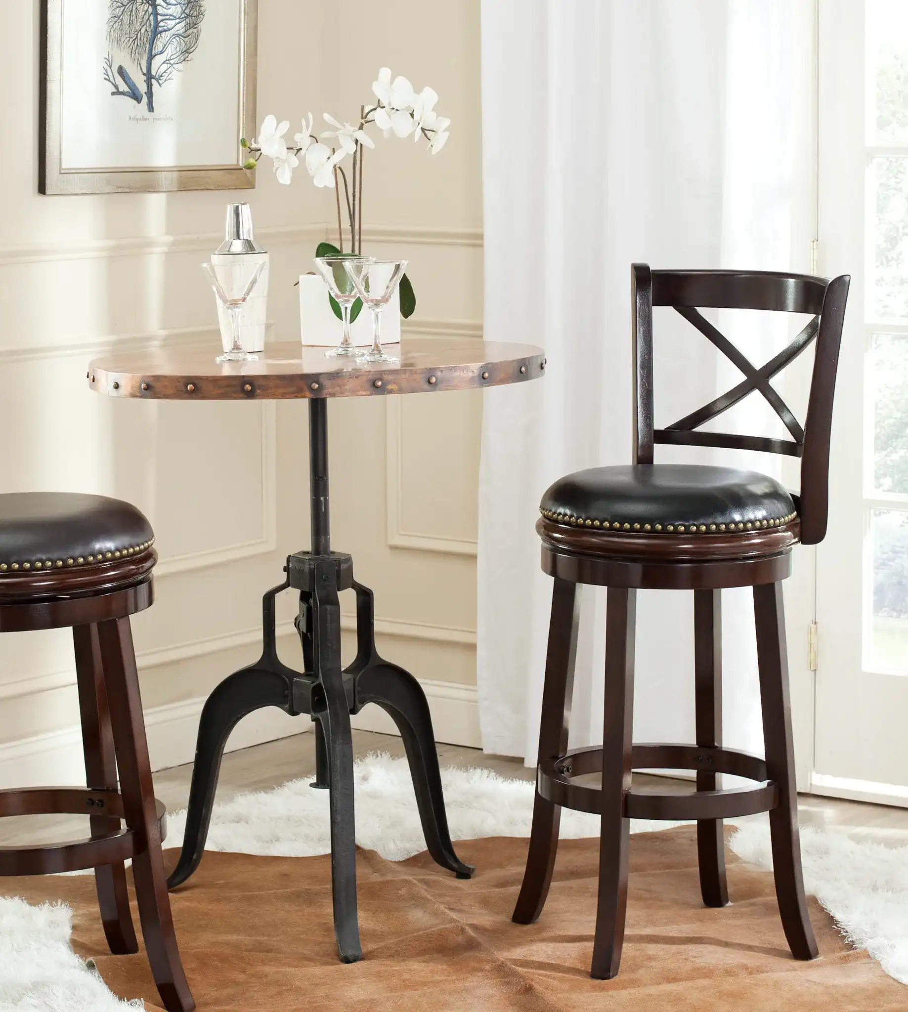 Butler Barstool in Cappuccino / Black in a styled room