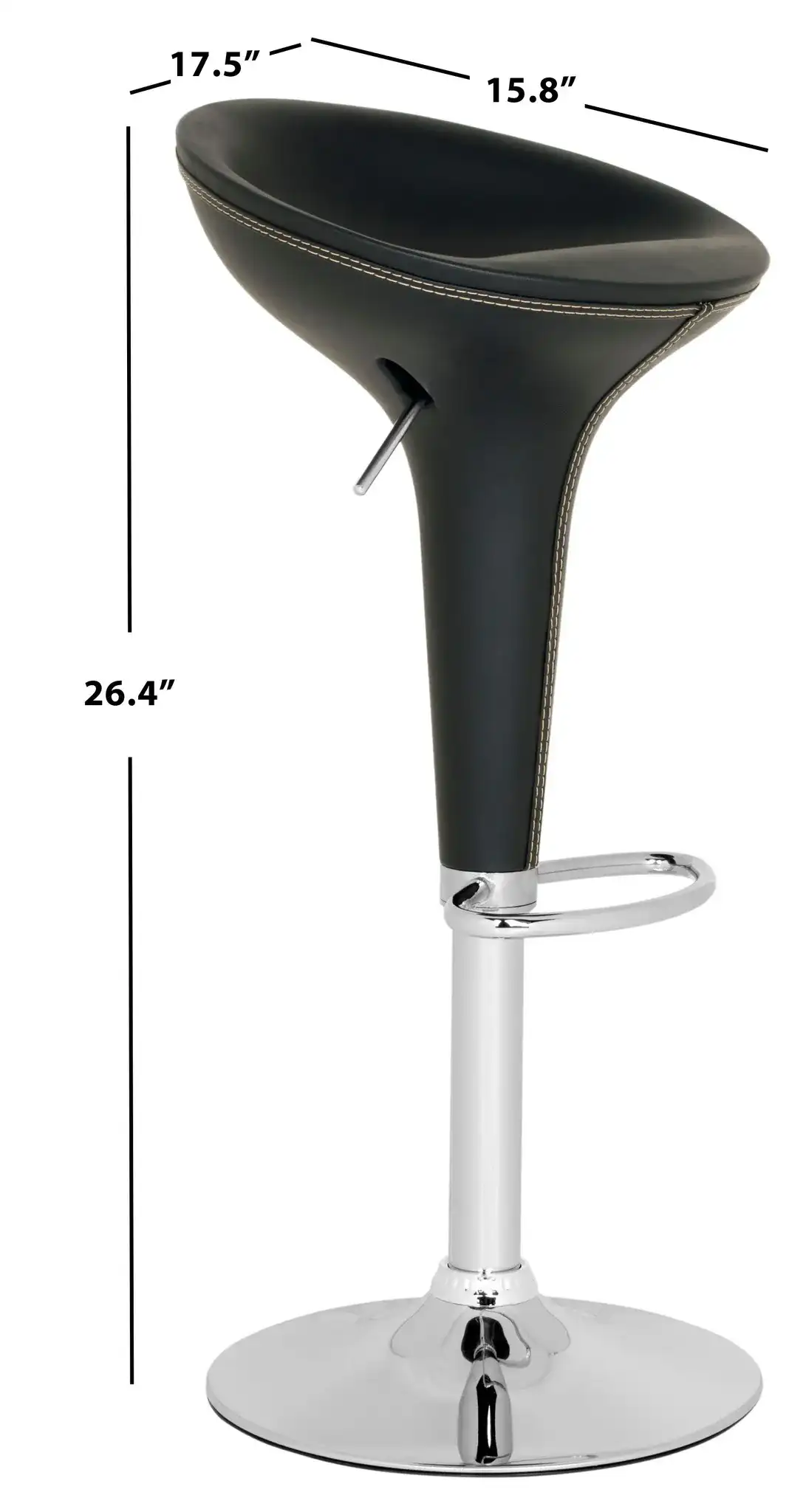 Shedrack Barstool in Black, detail view