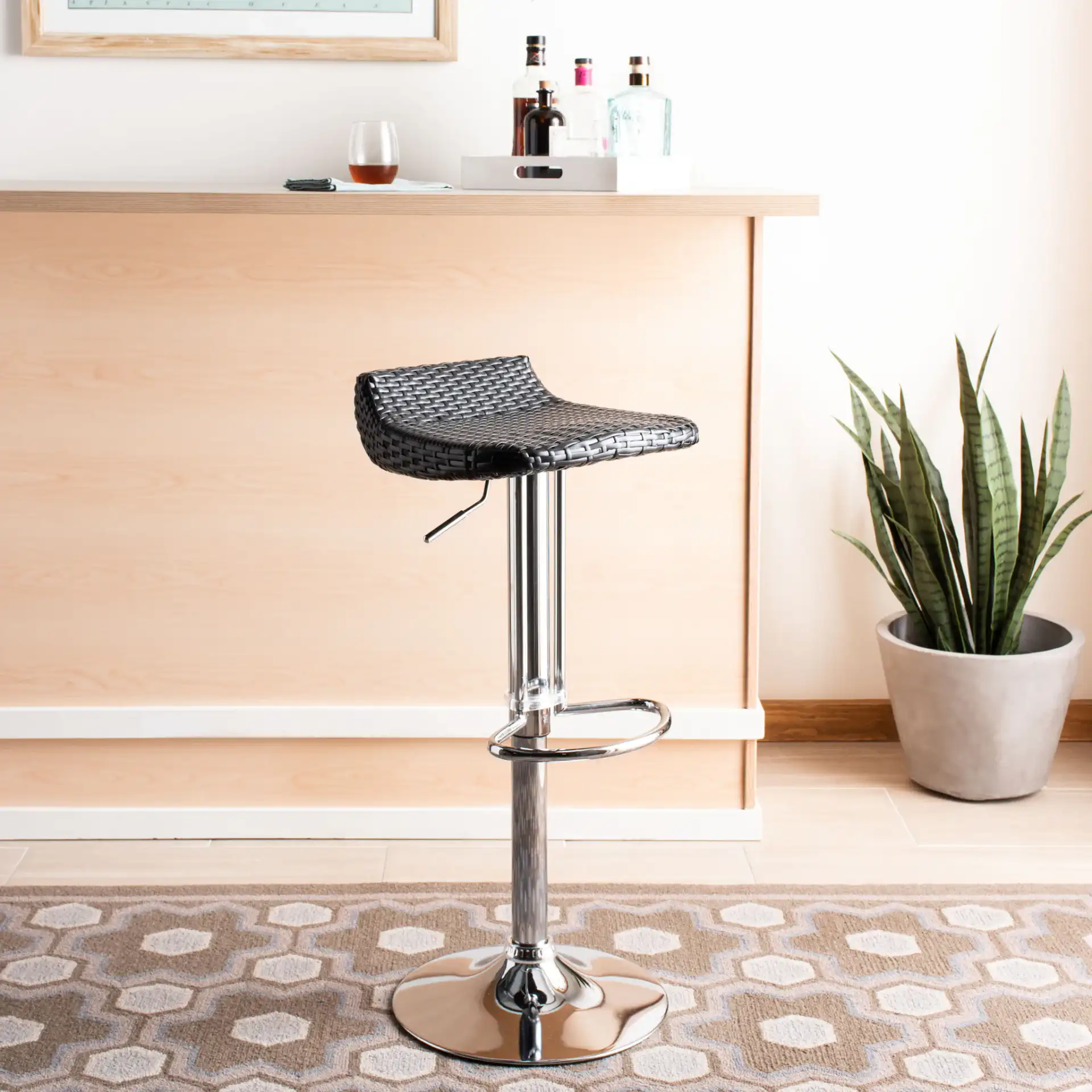 Juji Barstool in Black in a styled room