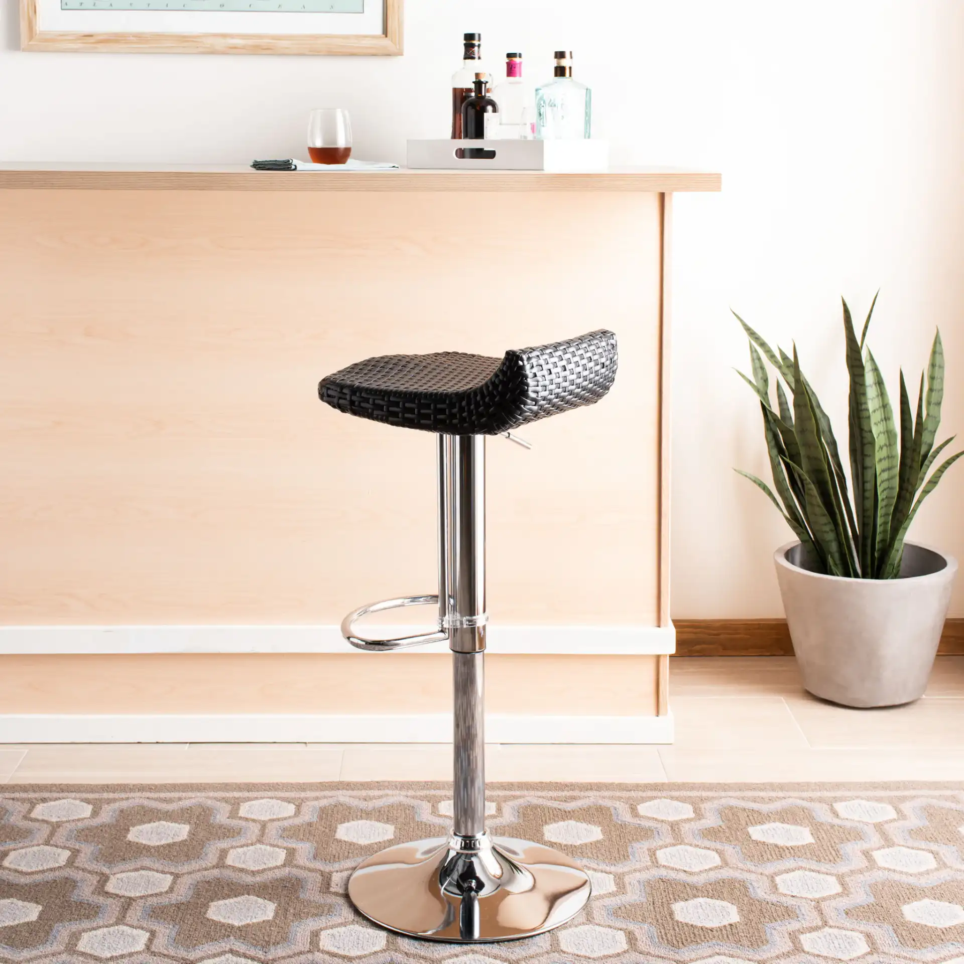 Juji Barstool in Black in a styled room