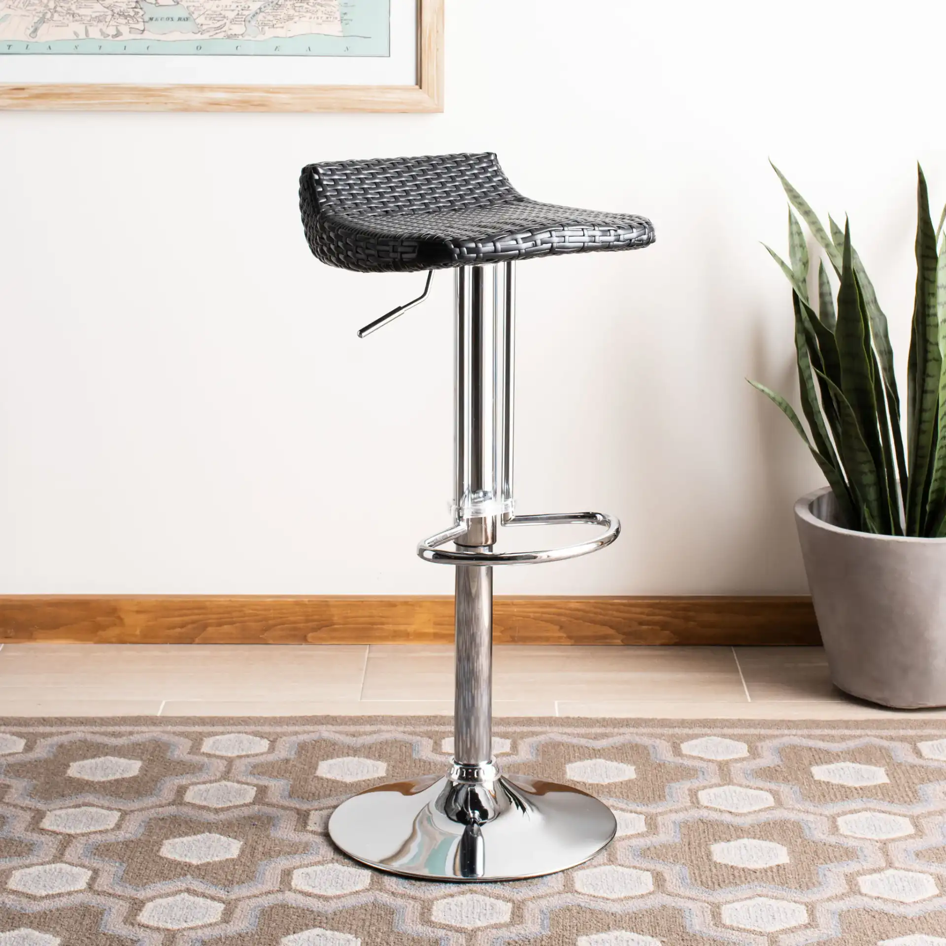 Juji Barstool in Black in a styled room