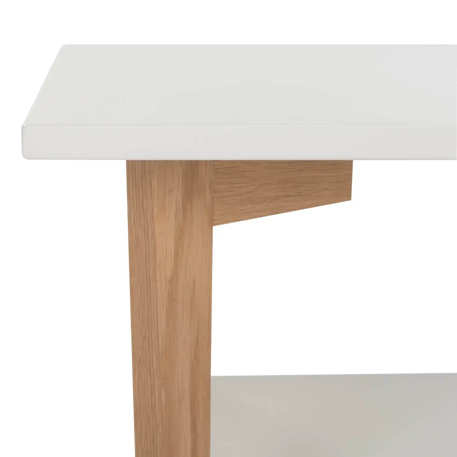 Caraway Rectangle Coffee Table in White / Oak in a styled room