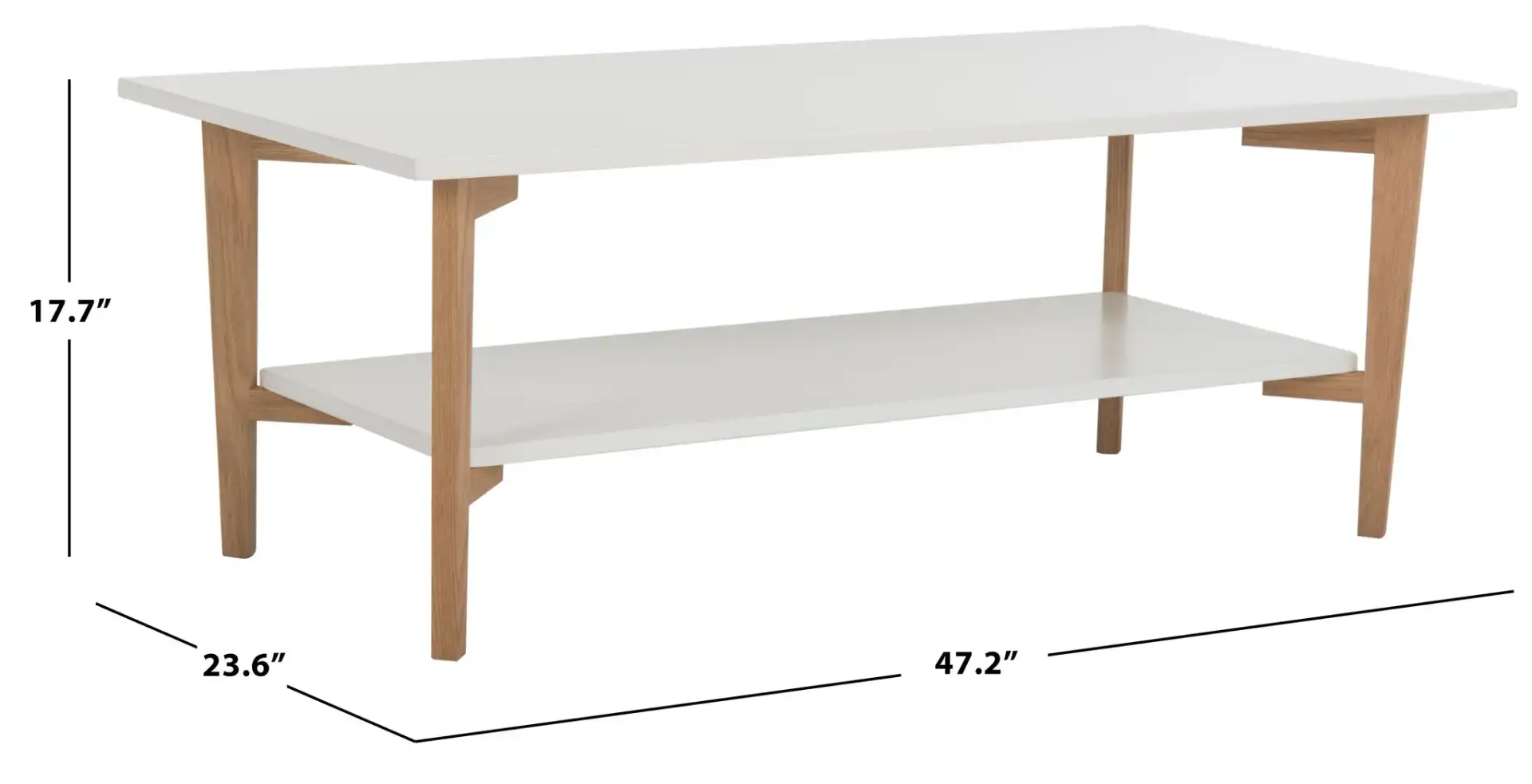 Caraway Rectangle Coffee Table in White / Oak, detail view
