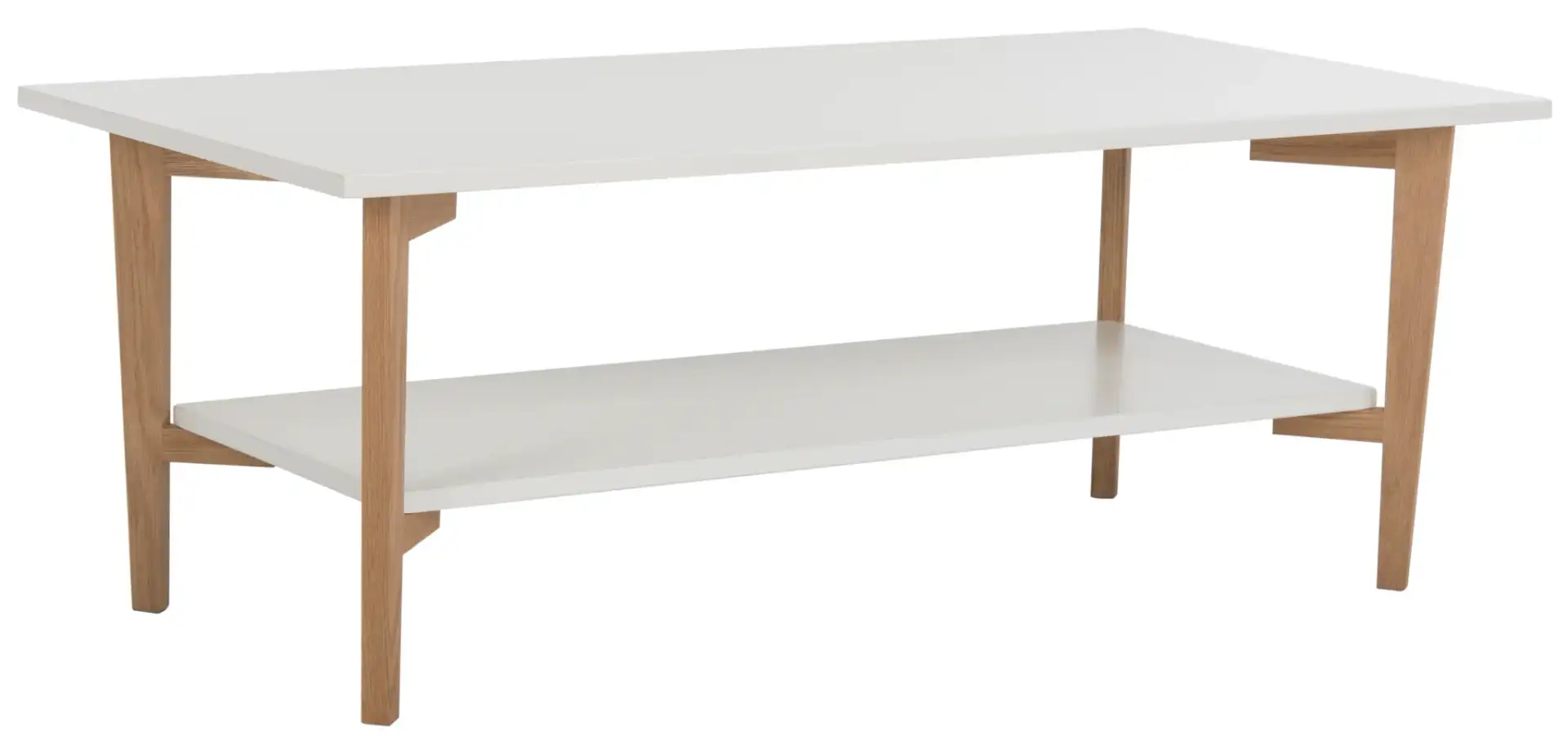 Caraway Rectangle Coffee Table in White / Oak, detail view